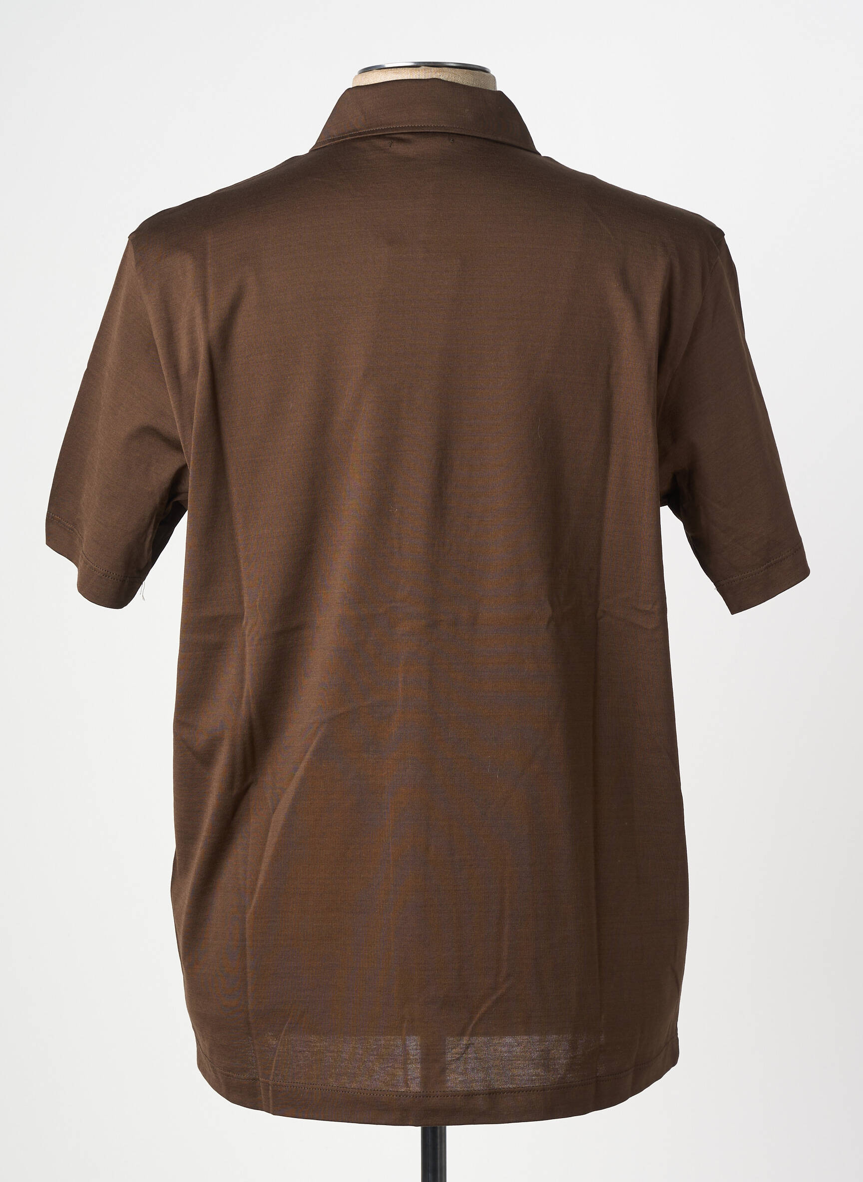 Chemise manches courtes coupe cintrée marron WOOL & CO homme