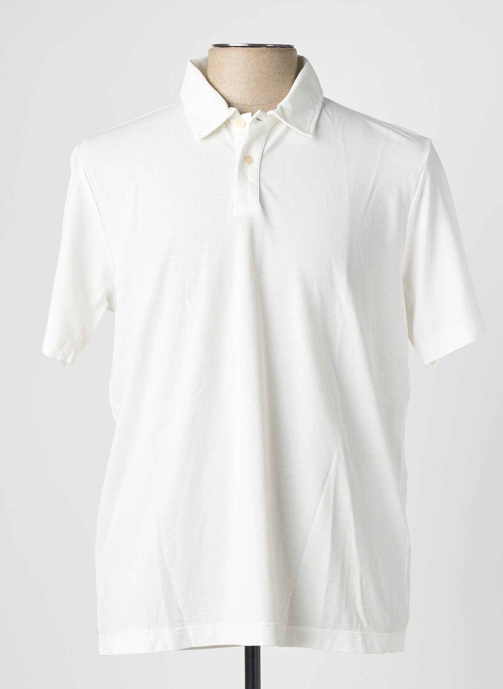 Polo tissage jersey manches courtes blanc WOOL & CO homme