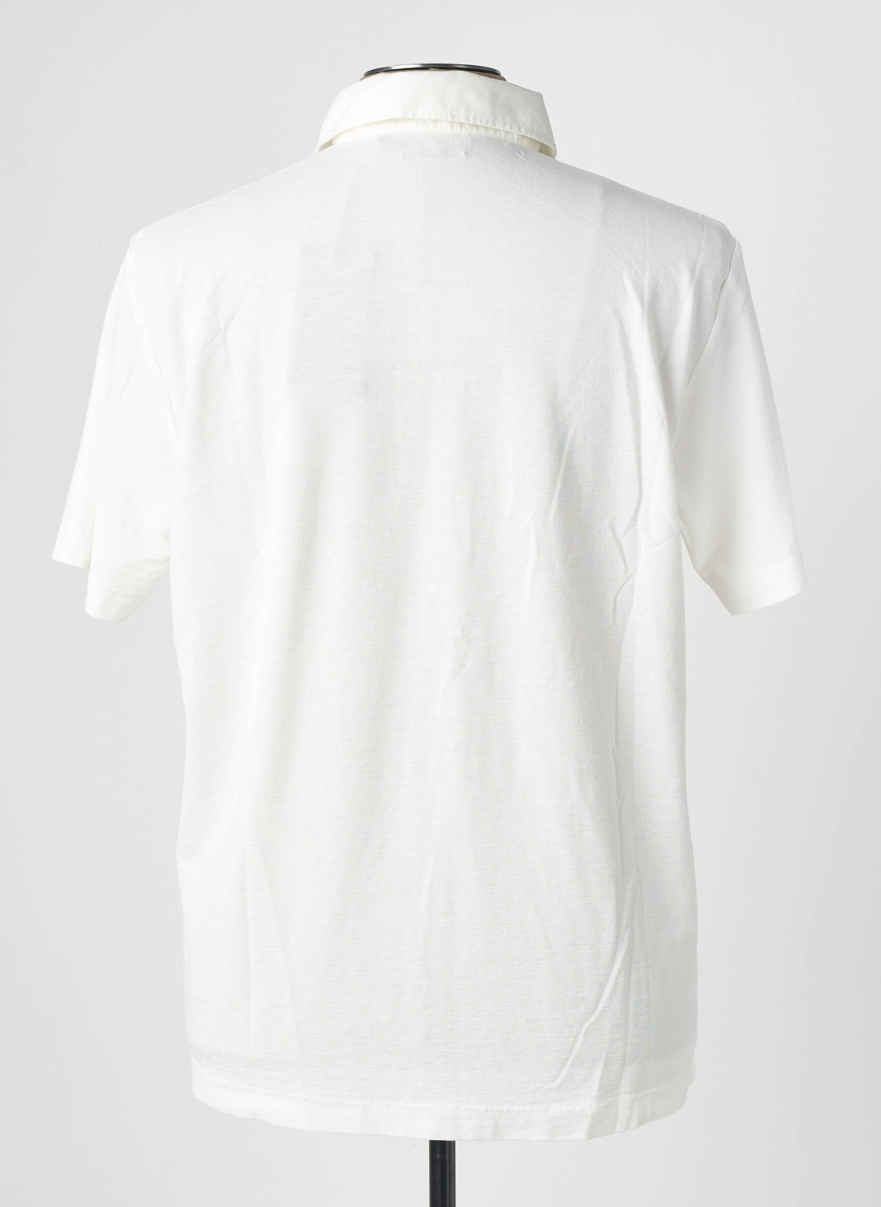Polo tissage jersey manches courtes blanc WOOL & CO homme