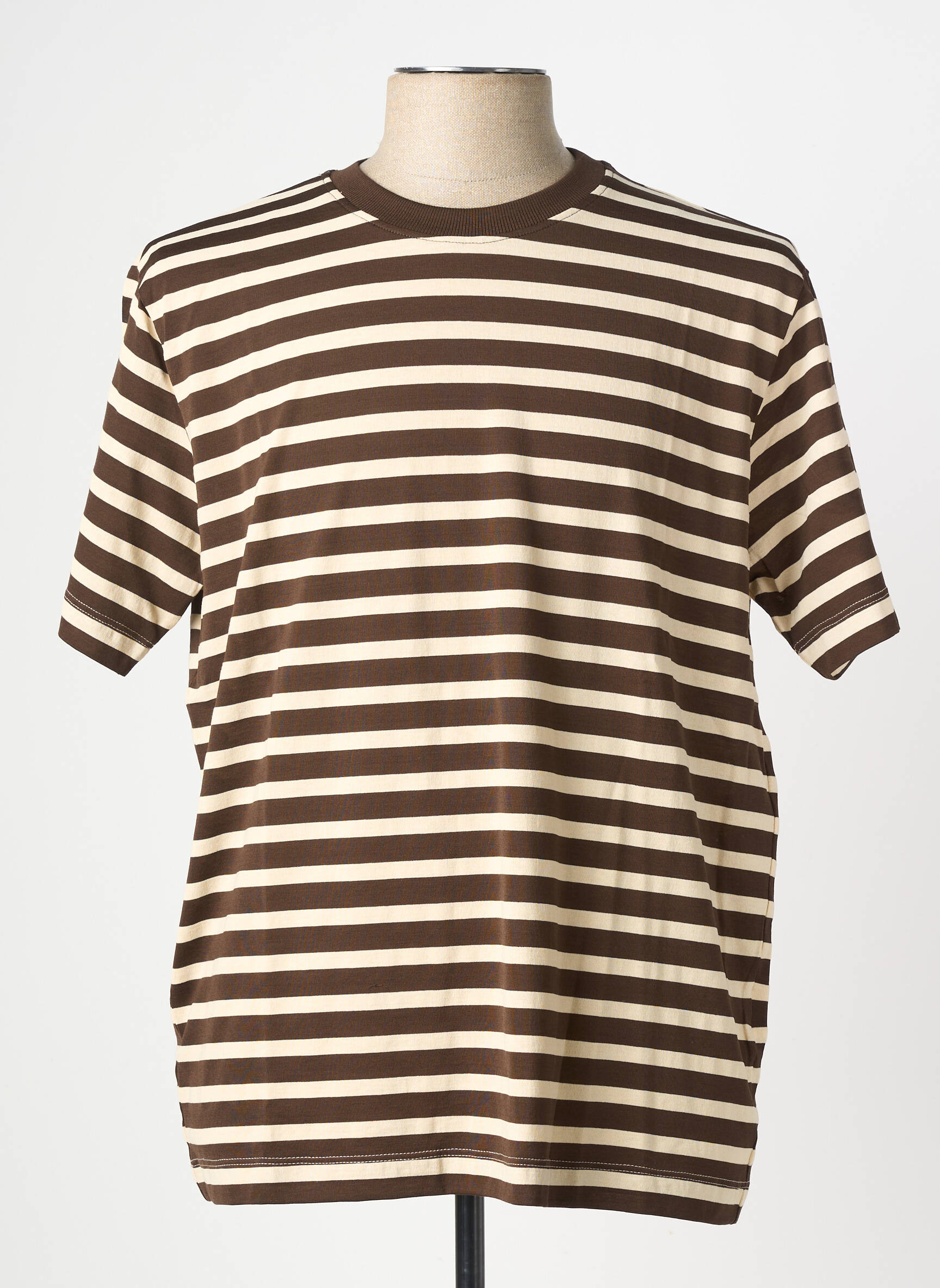 T-shirt coupe cintrée manches courtes marron WOOL & CO homme