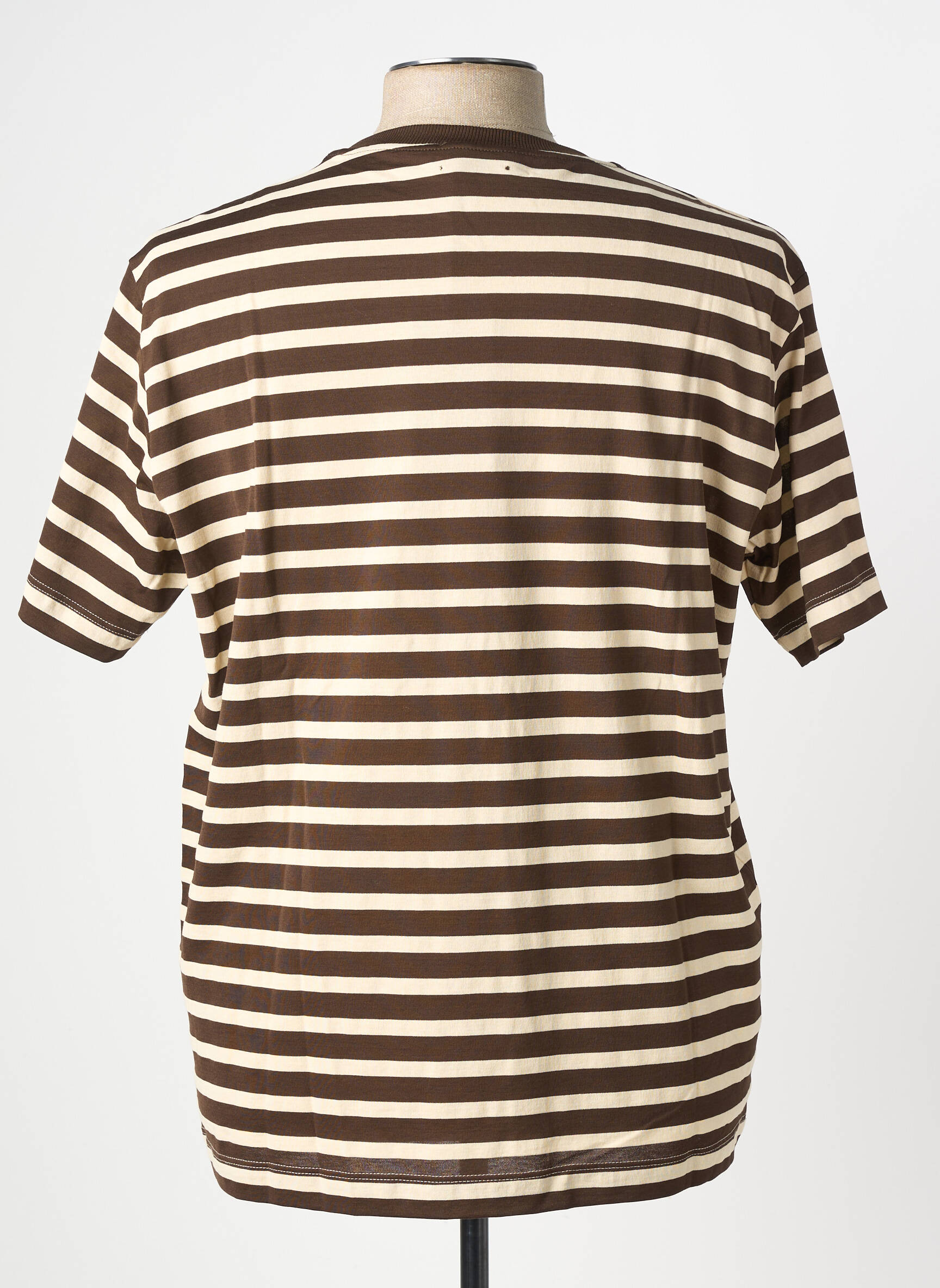 T-shirt coupe cintrée manches courtes marron WOOL & CO homme