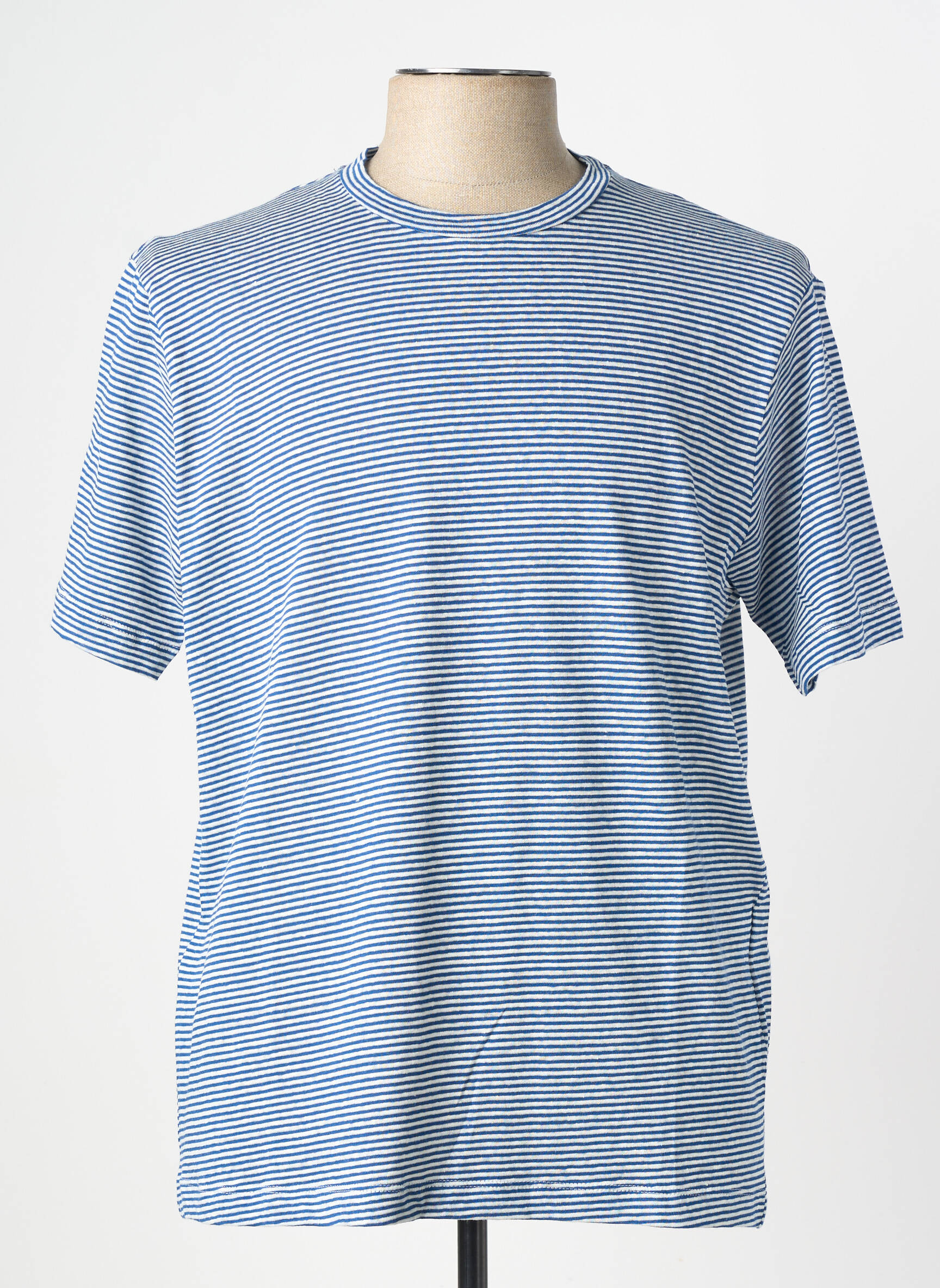 T-shirt coupe cintrée manches courtes bleu WOOL & CO homme