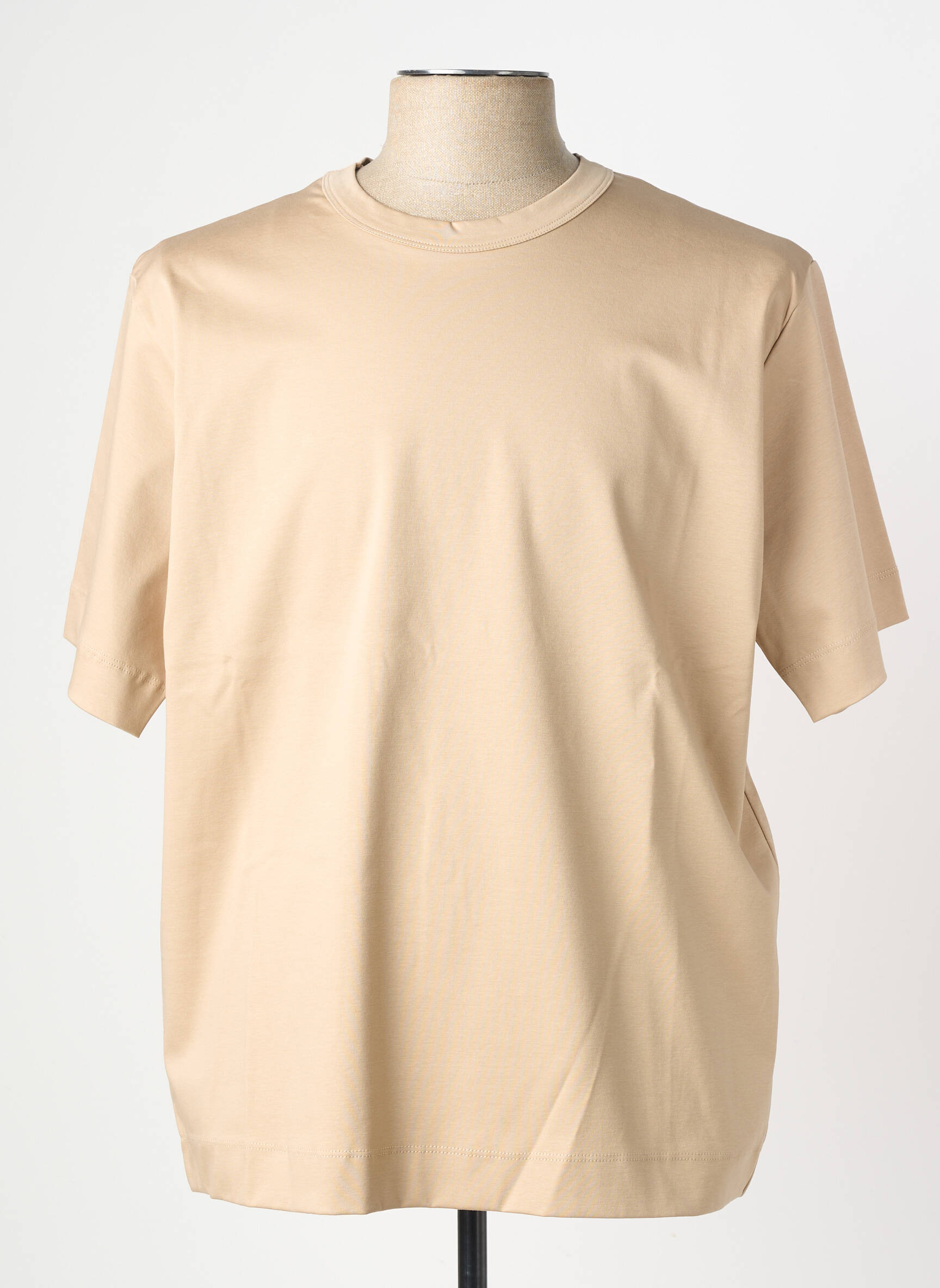 T-shirt coupe cintrée manches courtes beige WOOL & CO homme