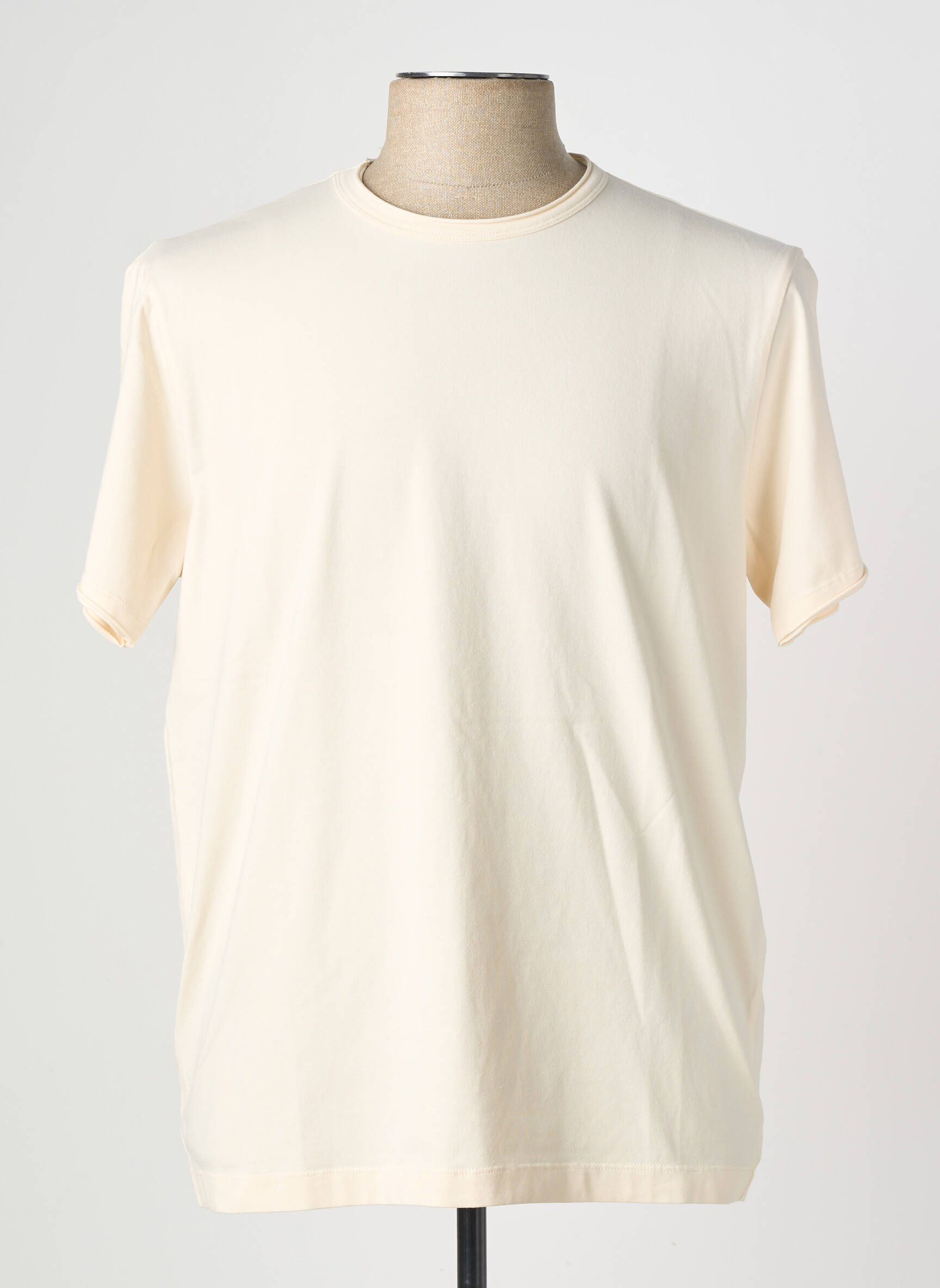 T-shirt coupe cintrée manches courtes beige WOOL & CO homme