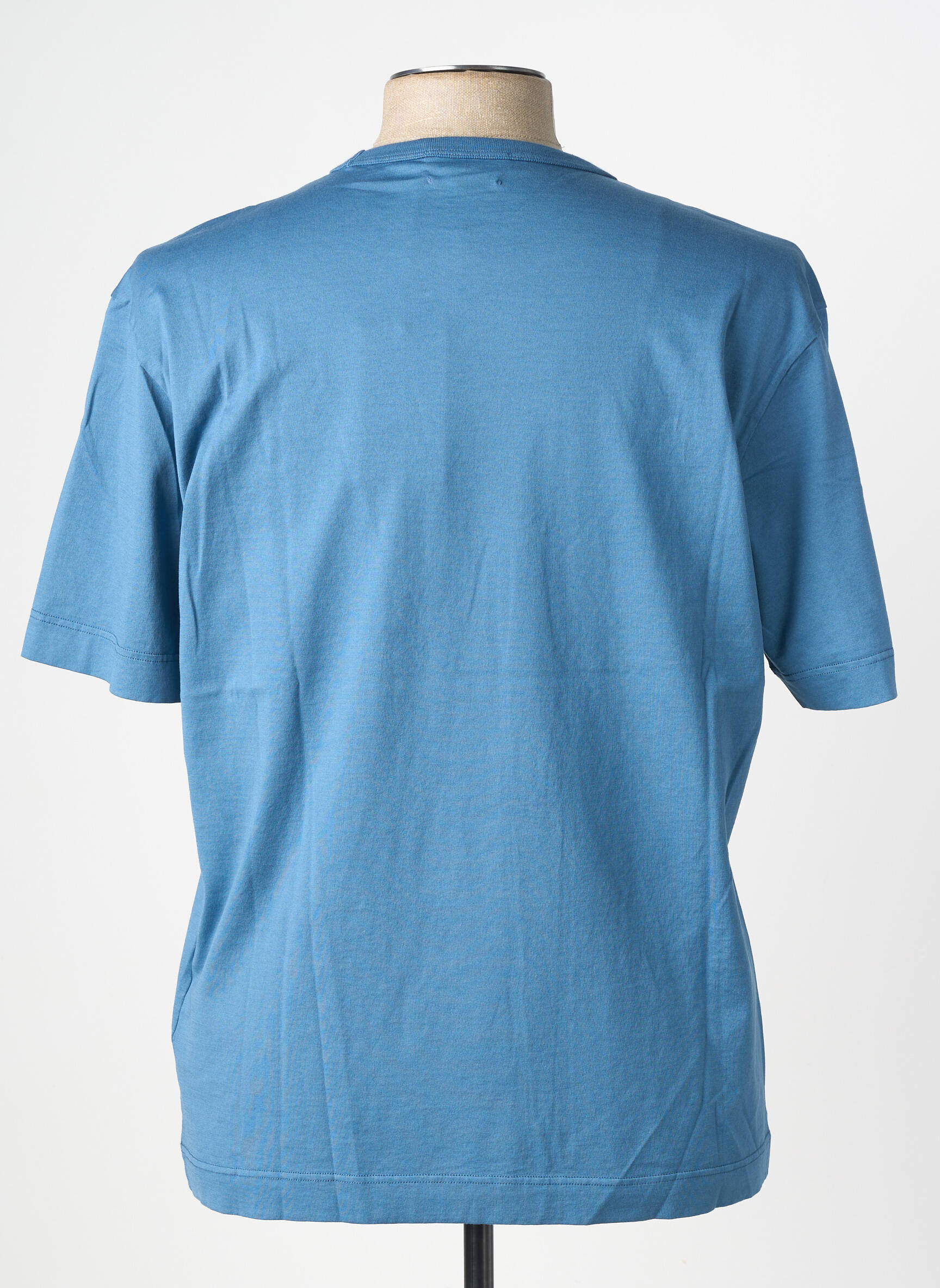 T-shirt coupe cintrée manches courtes bleu WOOL & CO homme