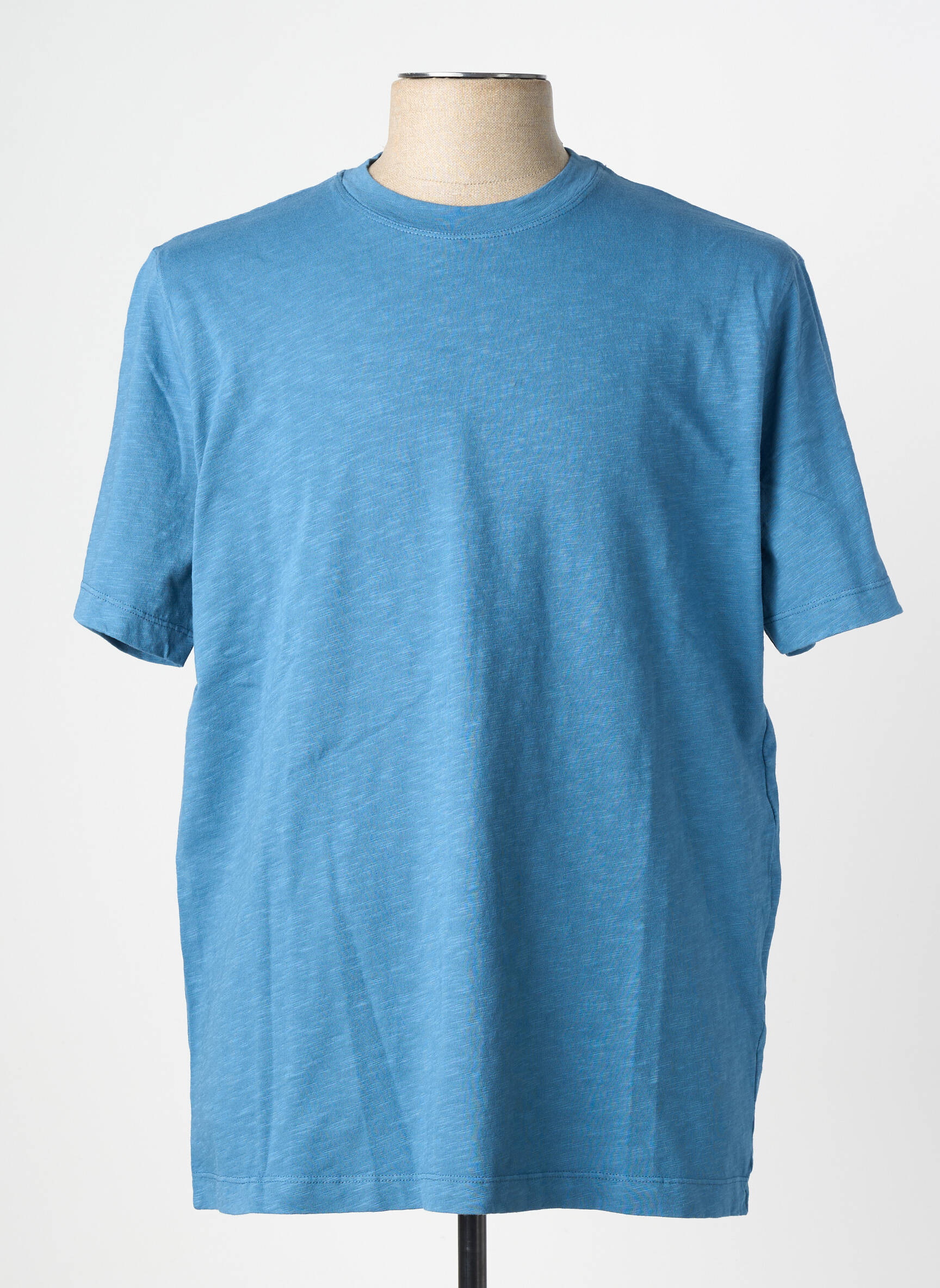 T-shirt coupe cintrée manches courtes bleu WOOL & CO homme