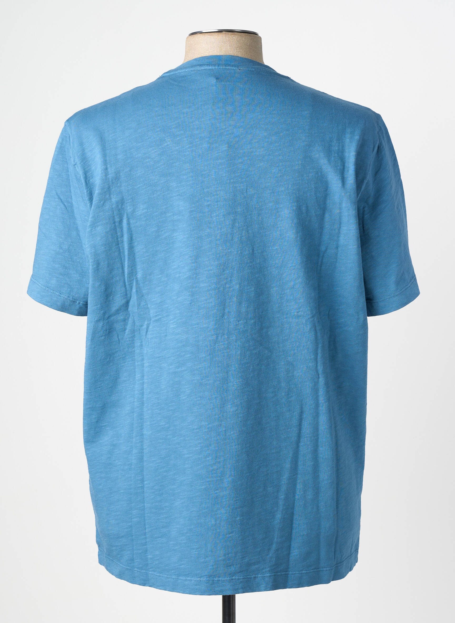T-shirt coupe cintrée manches courtes bleu WOOL & CO homme