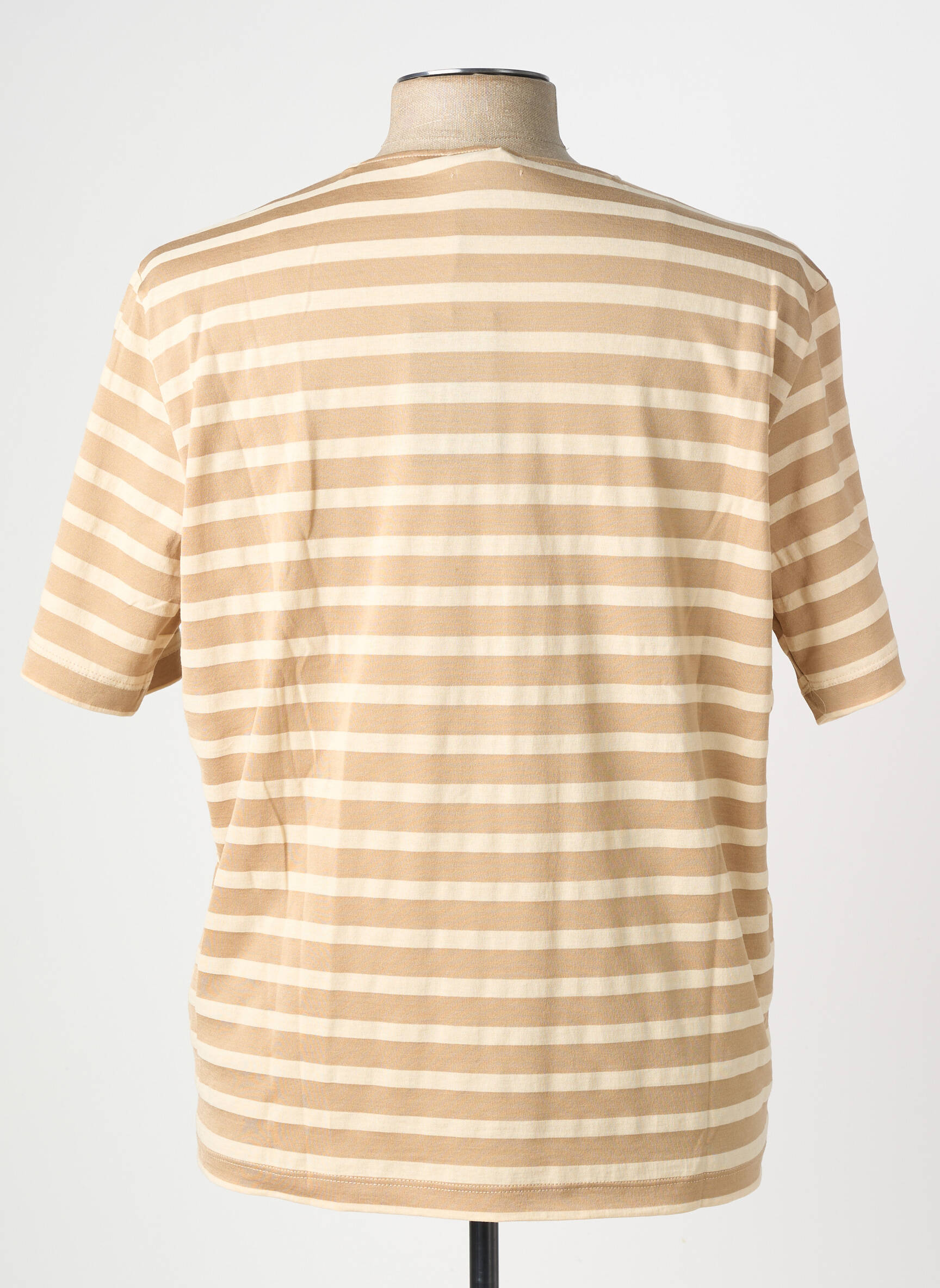 T-shirt col tunisien manches courtes beige WOOL & CO homme