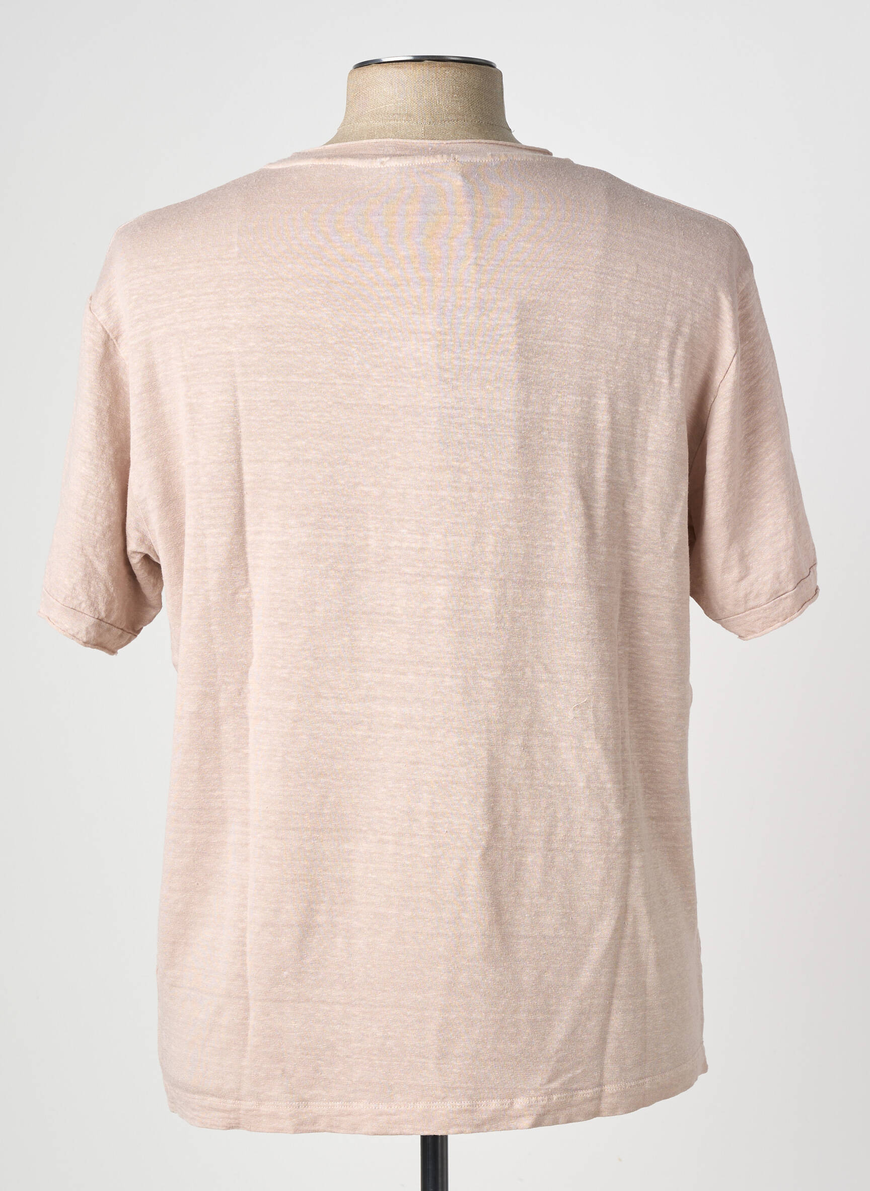 T-shirt tissage chiné manches courtes beige WOOL & CO homme