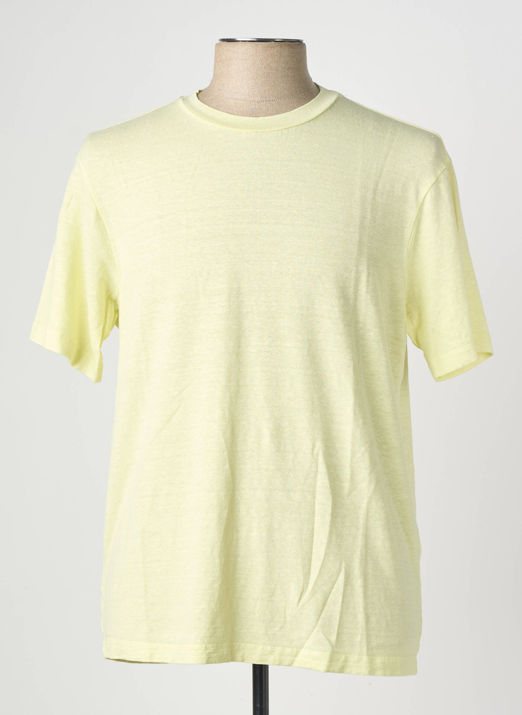 T-shirt tissage chiné manches courtes vert WOOL & CO homme