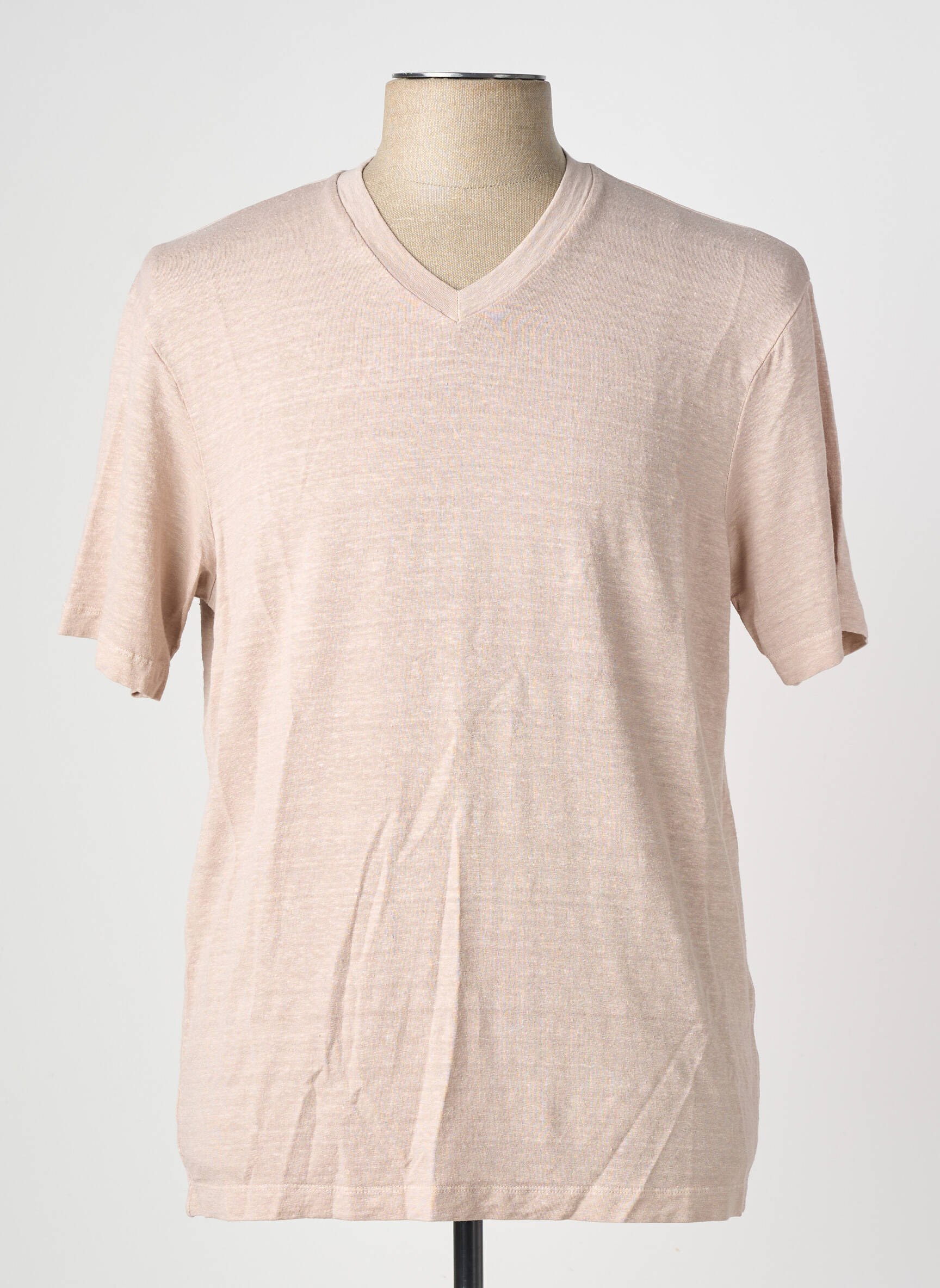 T-shirt coupe cintrée manches courtes beige WOOL & CO homme