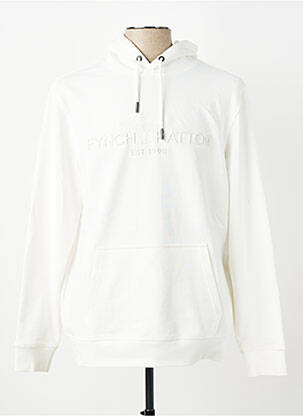Sweat-shirt à capuche broderie manches longues blanc FYNCH-HATTON homme