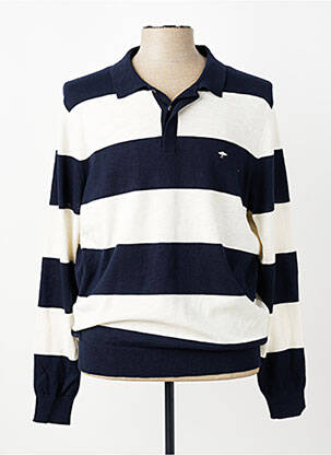 Pull col polo manches longues bleu FYNCH-HATTON homme