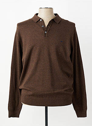 Pull col polo manches longues marron FYNCH-HATTON homme