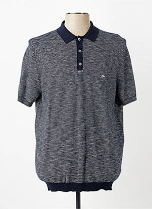 Pull col polo manches courtes bleu FYNCH-HATTON homme