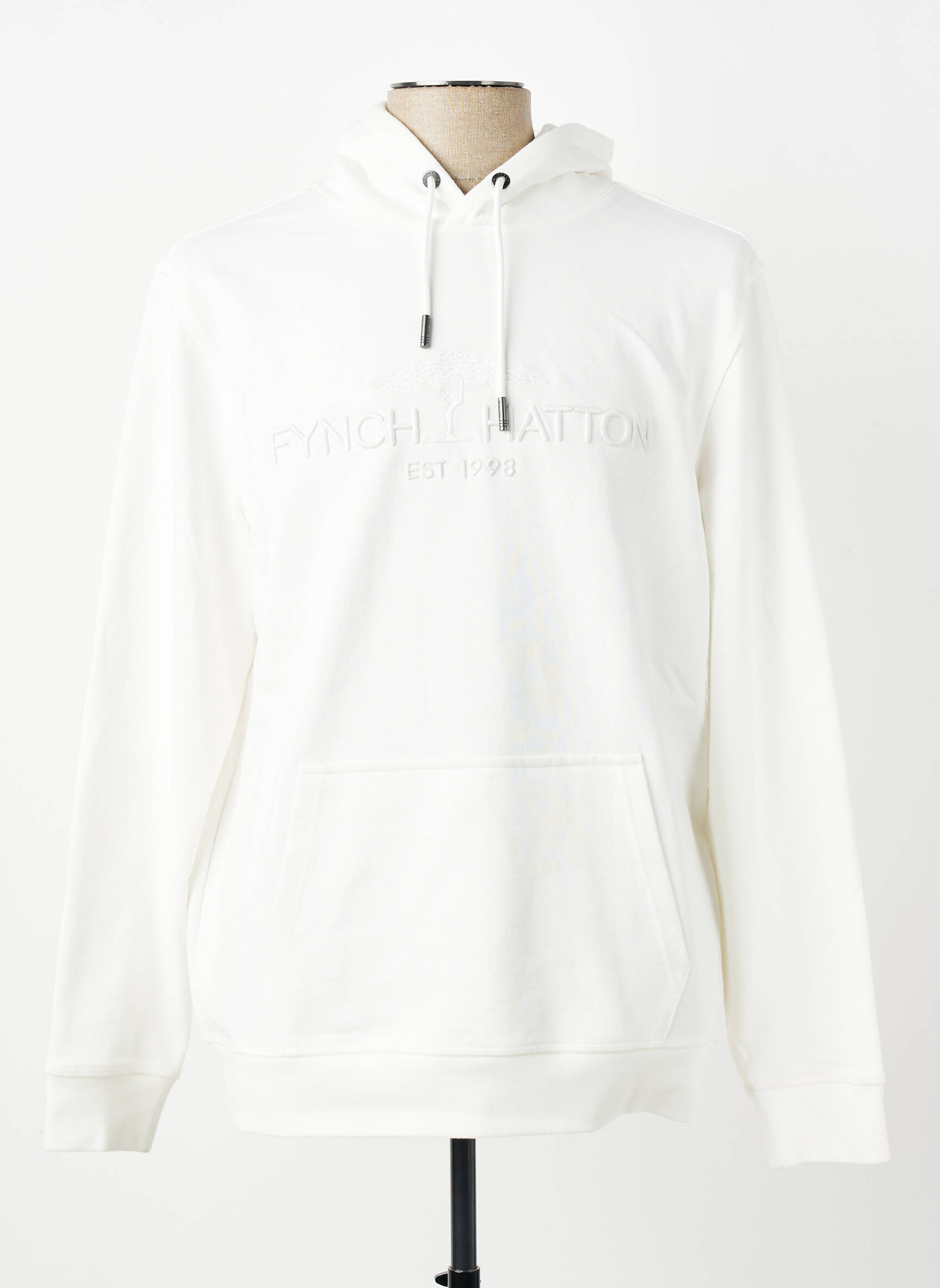 Sweat-shirt à capuche broderie manches longues blanc FYNCH-HATTON homme