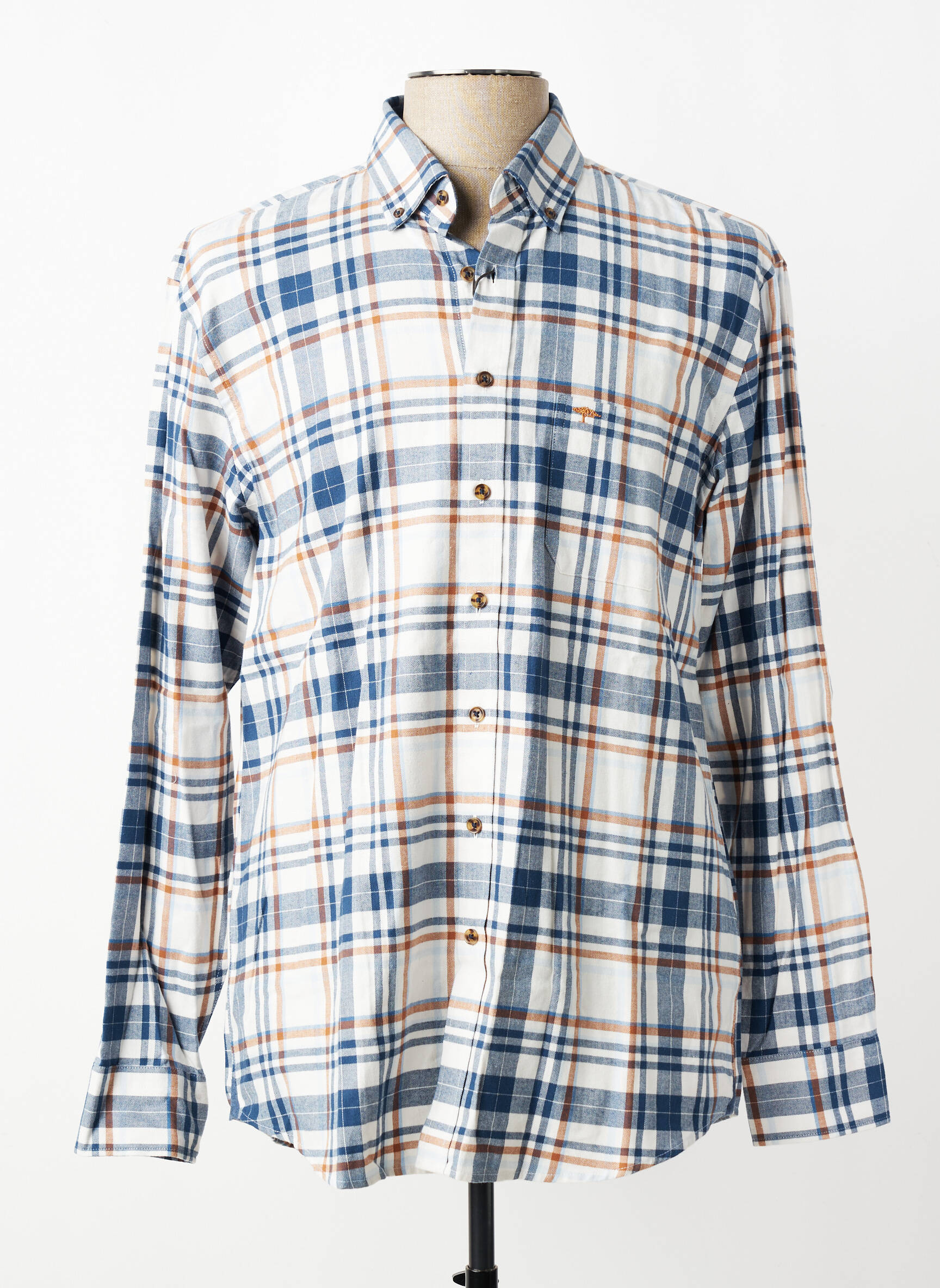 Chemise manches longues imprimé écossais bleu FYNCH-HATTON homme