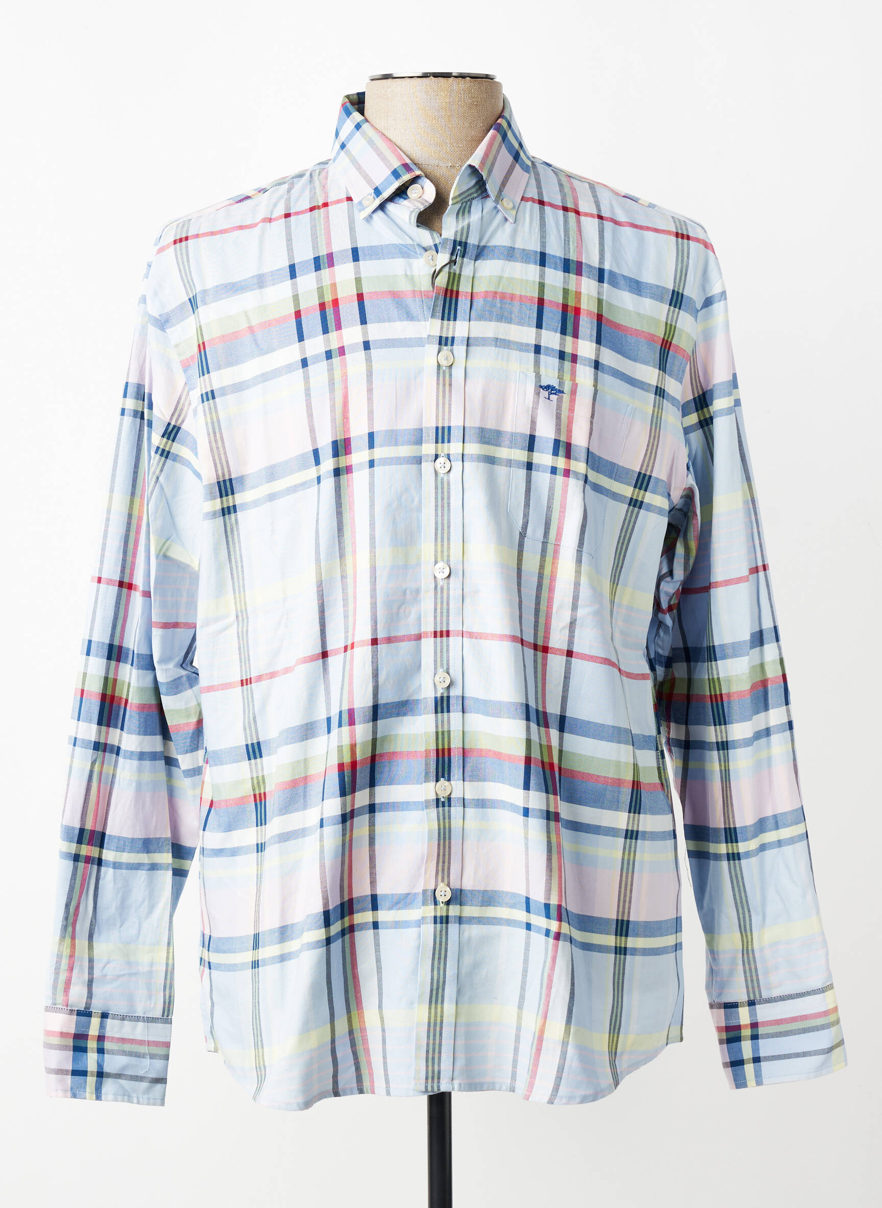 Chemise manches longues imprimé écossais bleu FYNCH-HATTON homme