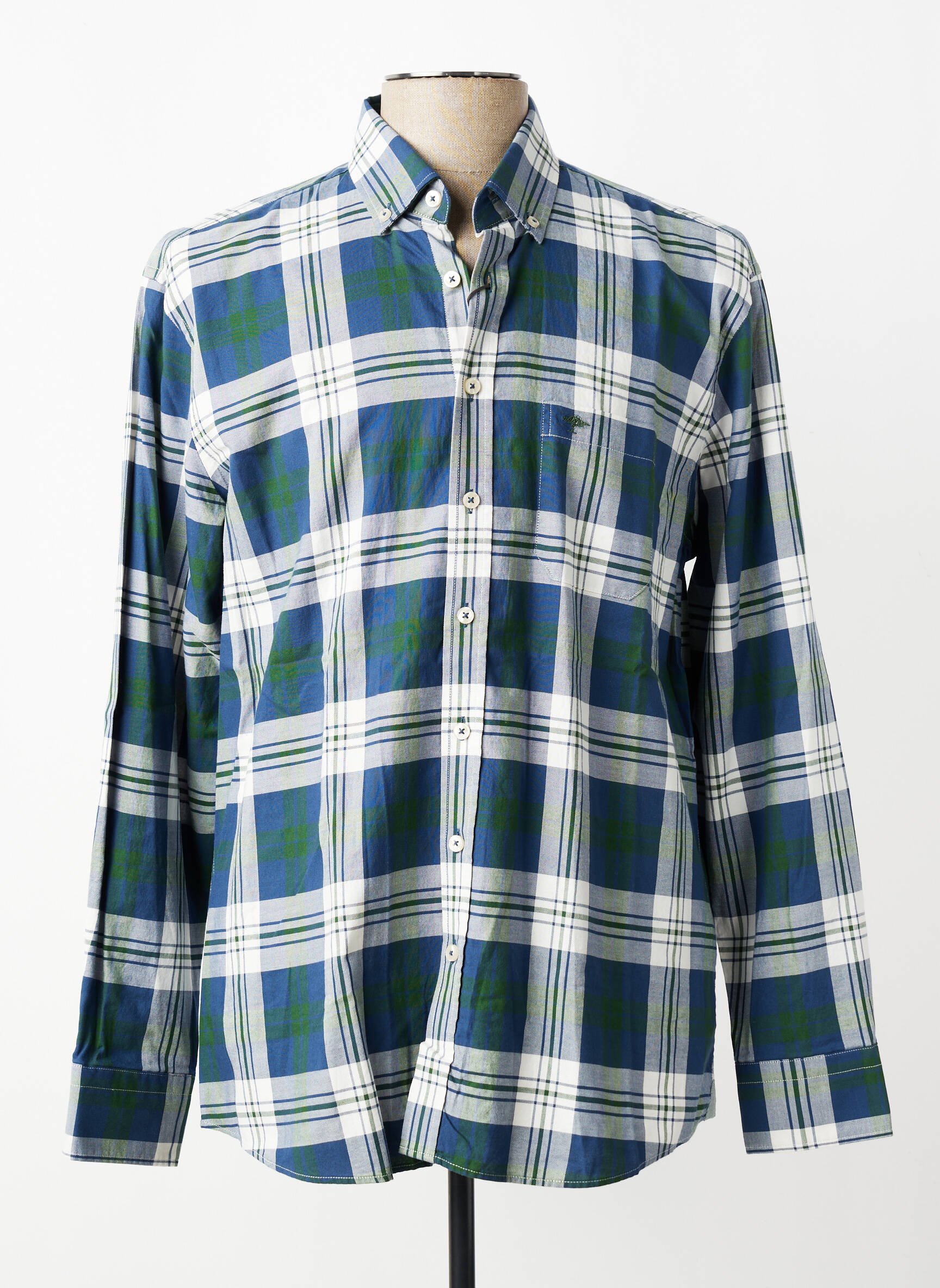 Chemise manches longues imprimé écossais bleu FYNCH-HATTON homme