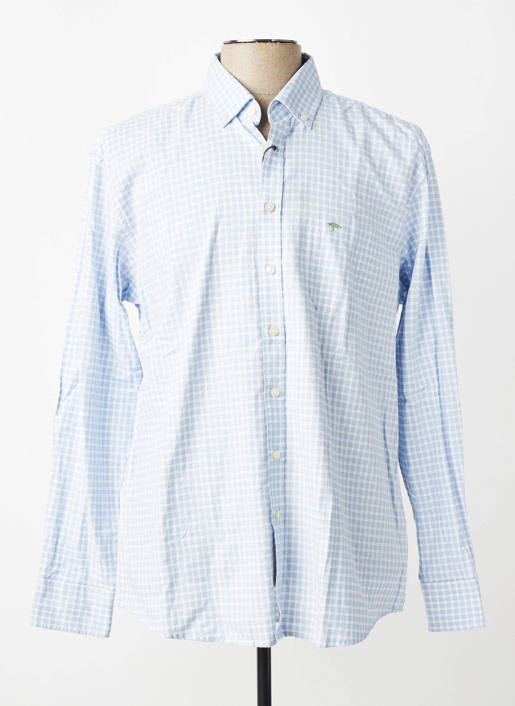 Chemise manches longues imprimé carreaux bleu FYNCH-HATTON homme