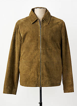 Veste en cuir col chemisier vert FYNCH-HATTON homme