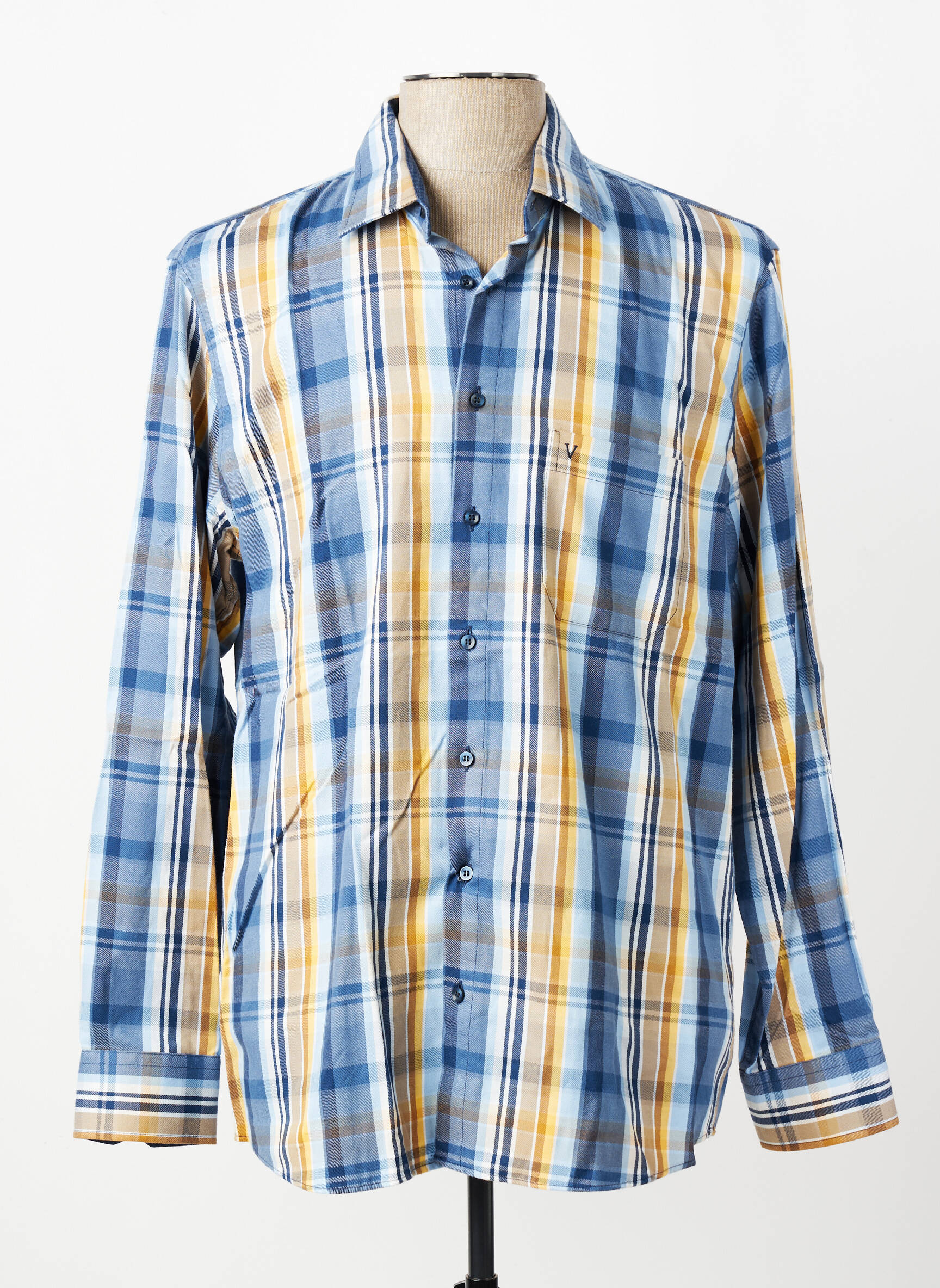 Chemise manches longues poches bleu MARVELIS homme