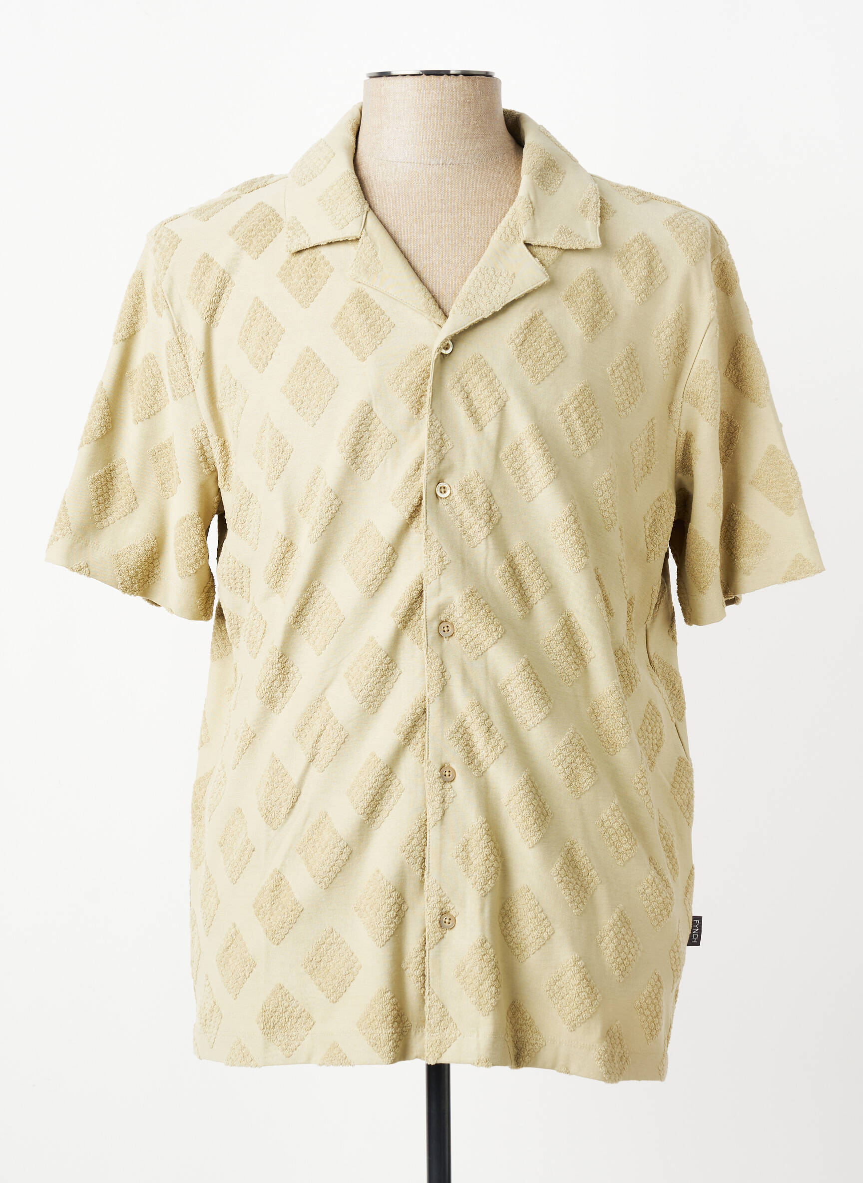 Chemise manches courtes col tailleur vert FYNCH-HATTON homme