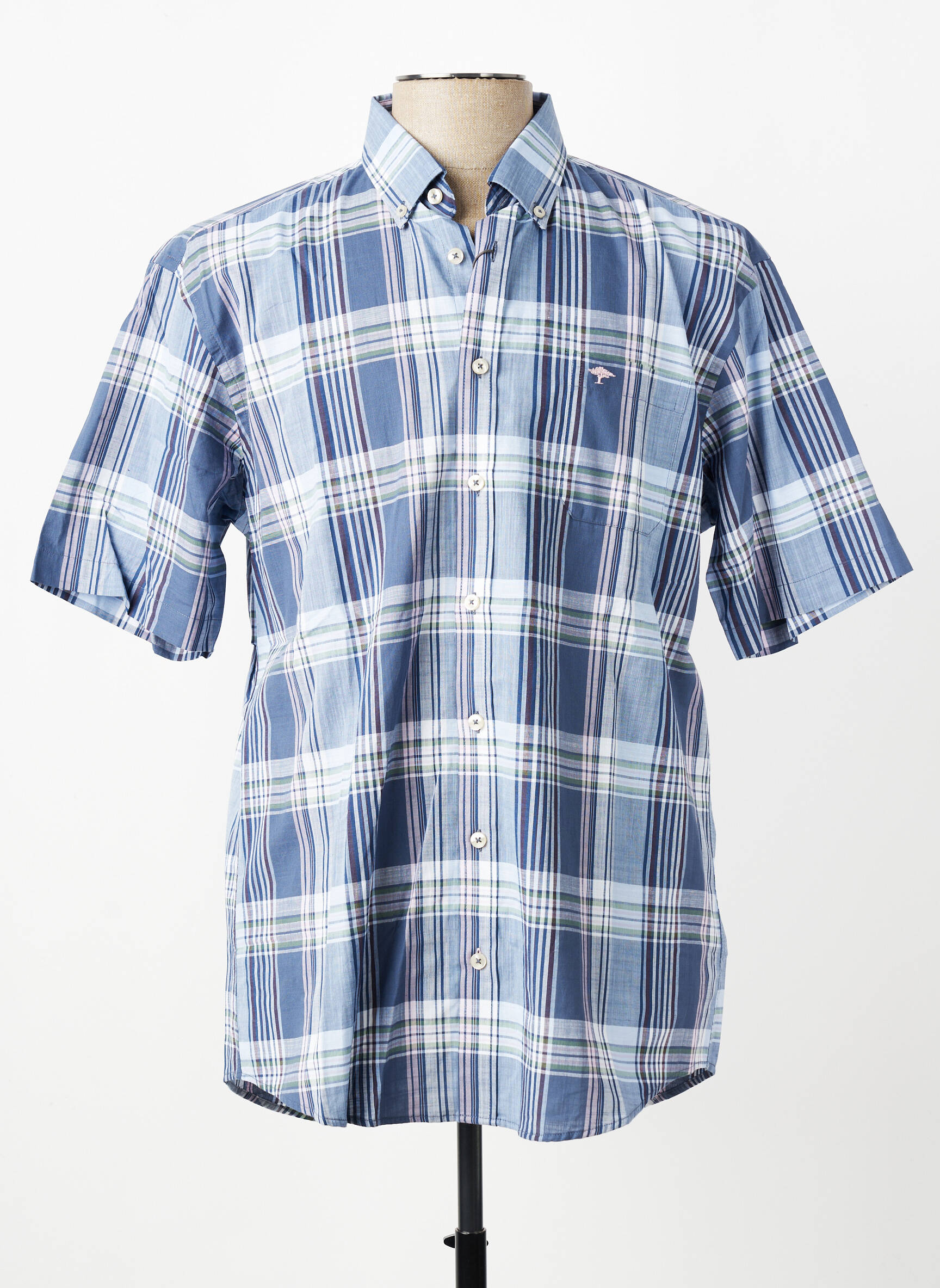 Chemise manches courtes poches bleu FYNCH-HATTON homme