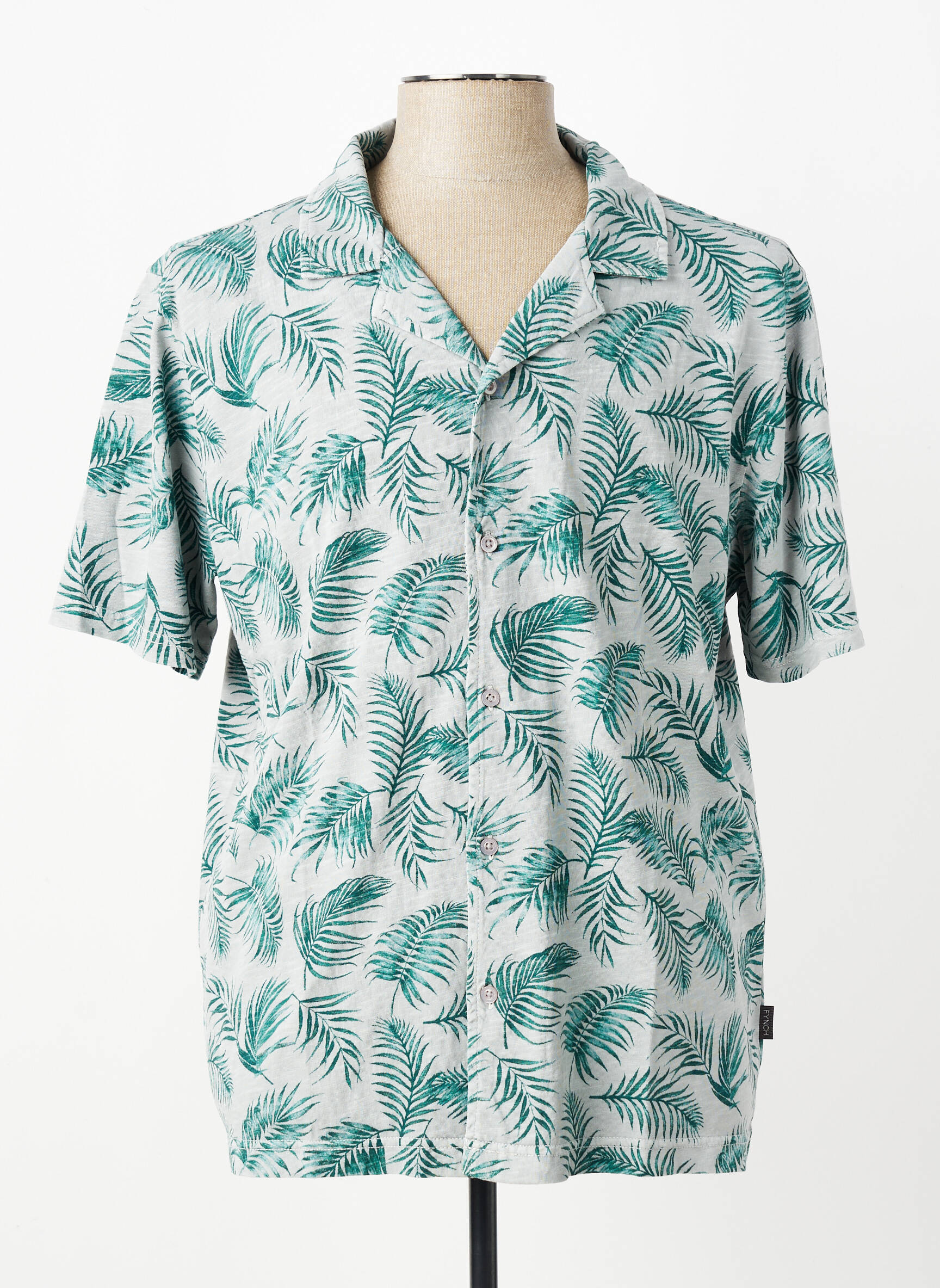 Chemise manches courtes col tailleur vert FYNCH-HATTON homme