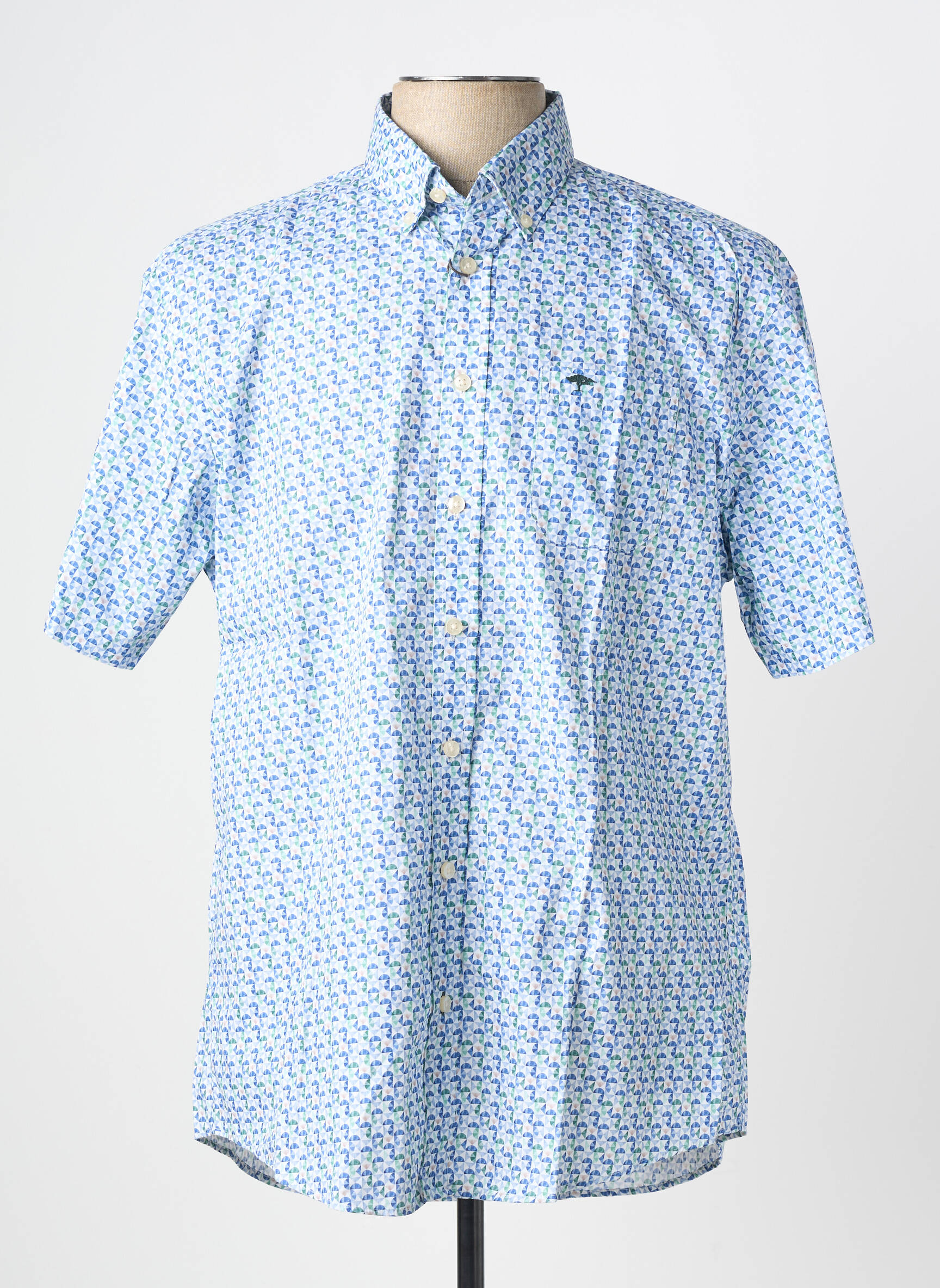 Chemise manches courtes imprimé fantaisie bleu FYNCH-HATTON homme