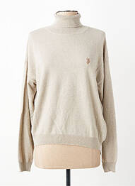 Pull col roulé tissage chiné manches longues beige U.S. POLO ASSN femme