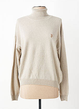Pull col roulé tissage chiné manches longues beige U.S. POLO ASSN femme