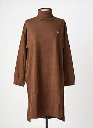 Robe pull stretch manches longues marron U.S. POLO ASSN femme