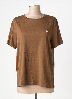 T-shirt stretch manches courtes marron U.S. POLO ASSN femme