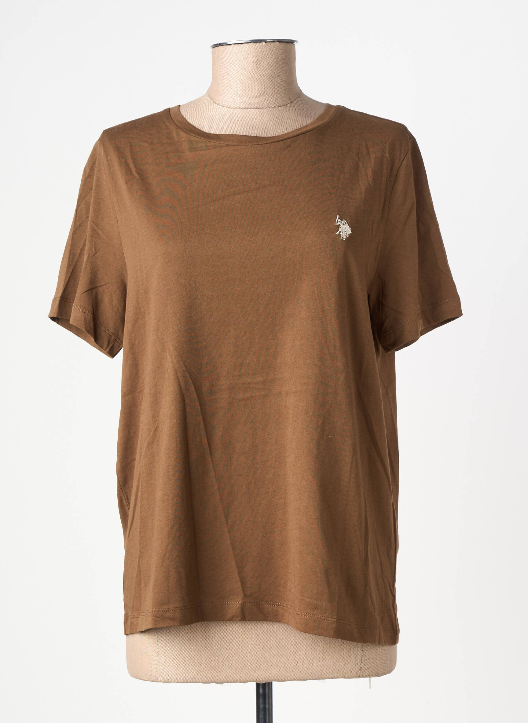 T-shirt stretch manches courtes marron U.S. POLO ASSN femme