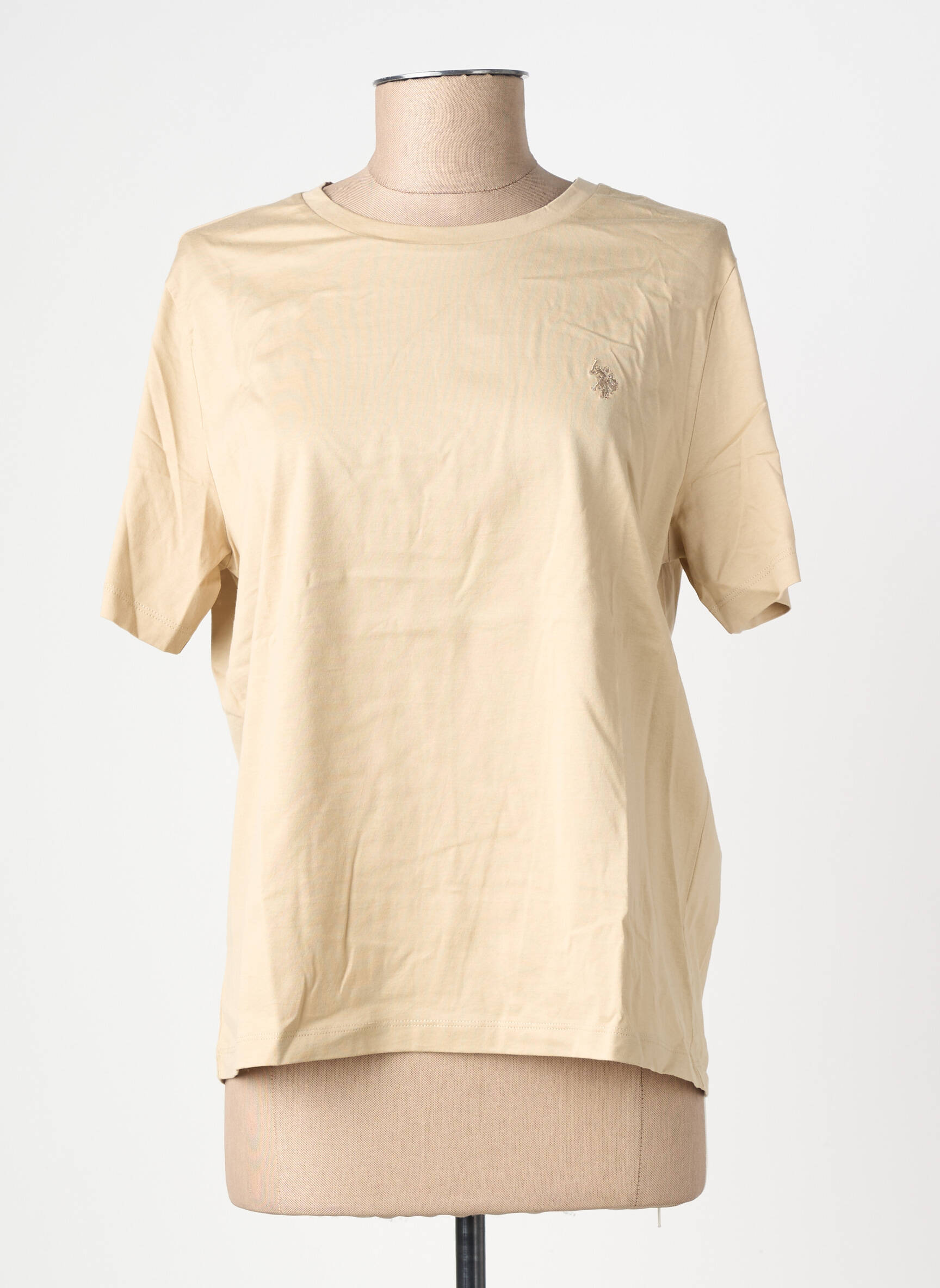 T-shirt stretch manches courtes beige U.S. POLO ASSN femme