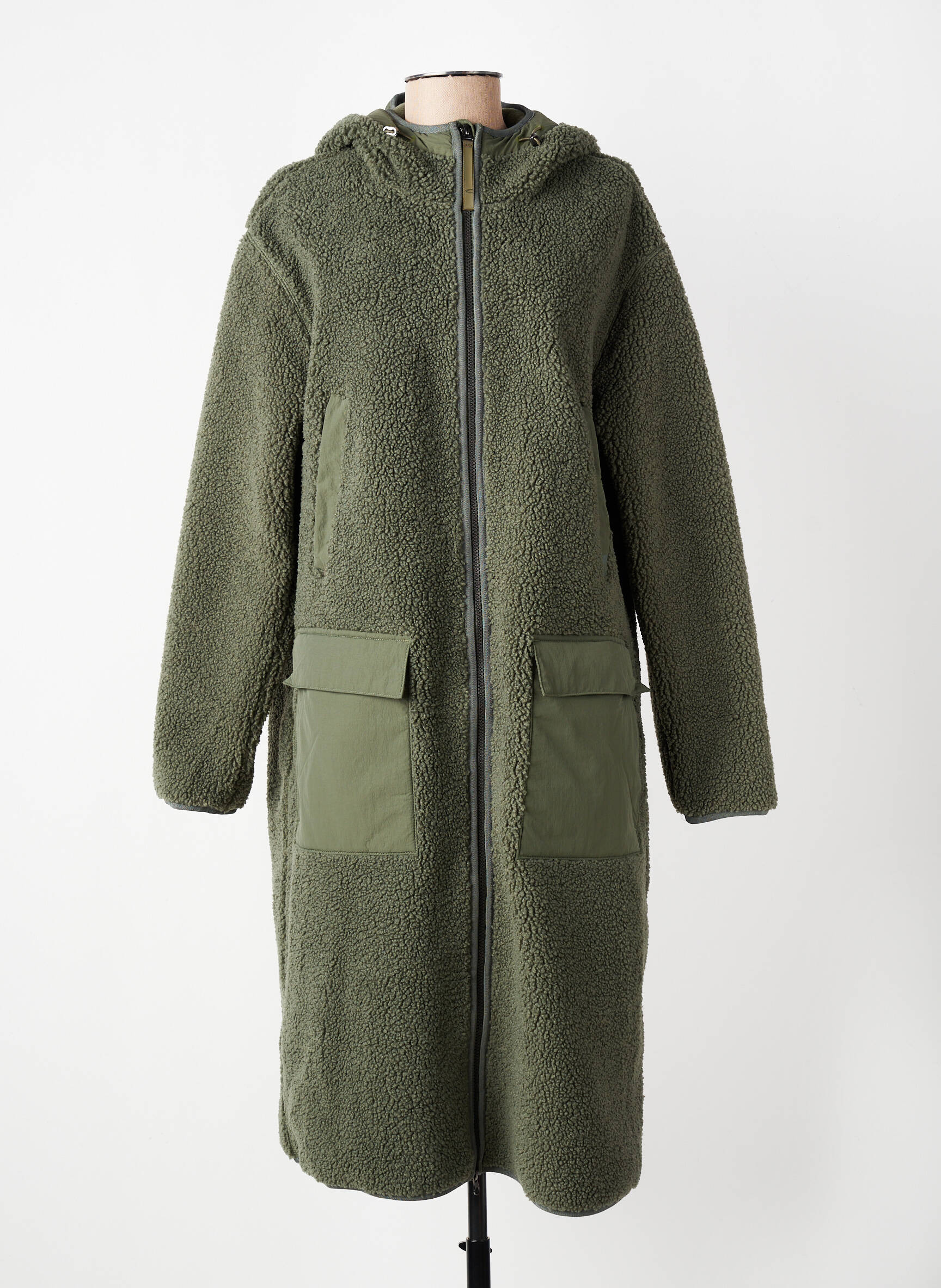 Manteau long coupe cintrée a capuche vert CAMEL ACTIVE femme