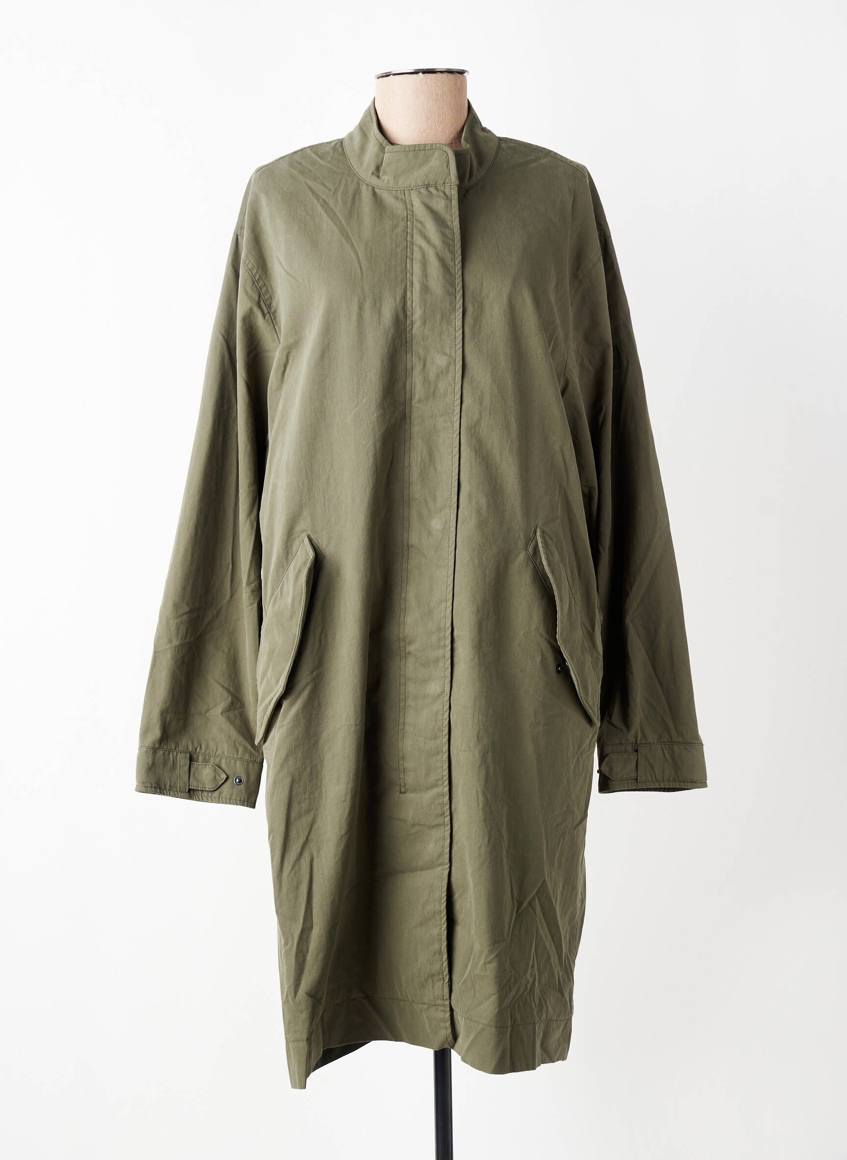 Trench tissage popeline sans capuche vert CAMEL ACTIVE femme