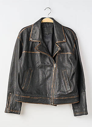Veste en cuir finition intérieure doublure satiné marron BOLONGARO TREVOR femme
