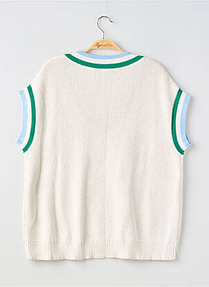 Pull col v sans manche beige SANS MARQUE femme