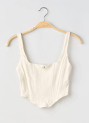 Top col carré fines bretelles beige FOREVER 21 femme