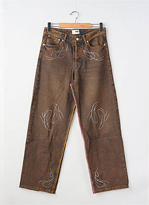 Jeans coupe droite stretch taille normale marron H2 femme