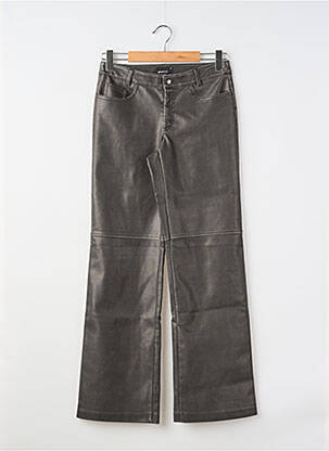 Pantalon droit fermeture zippée sous rabat boutonné taille normale gris GINA TRICOT femme