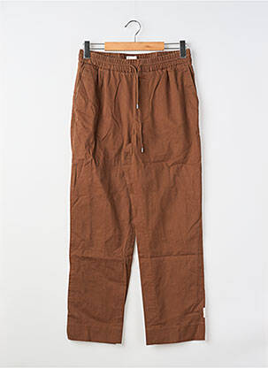 Pantalon droit tissage popeline taille normale marron COMMON femme