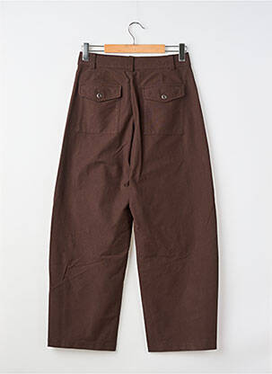 Pantalon large tissage popeline taille haute marron UNIQLO femme