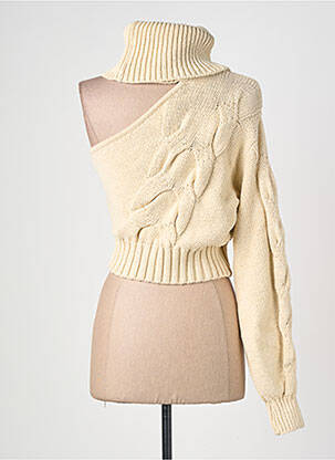 Pull col roulé maille torsadée manches longues beige H&M femme