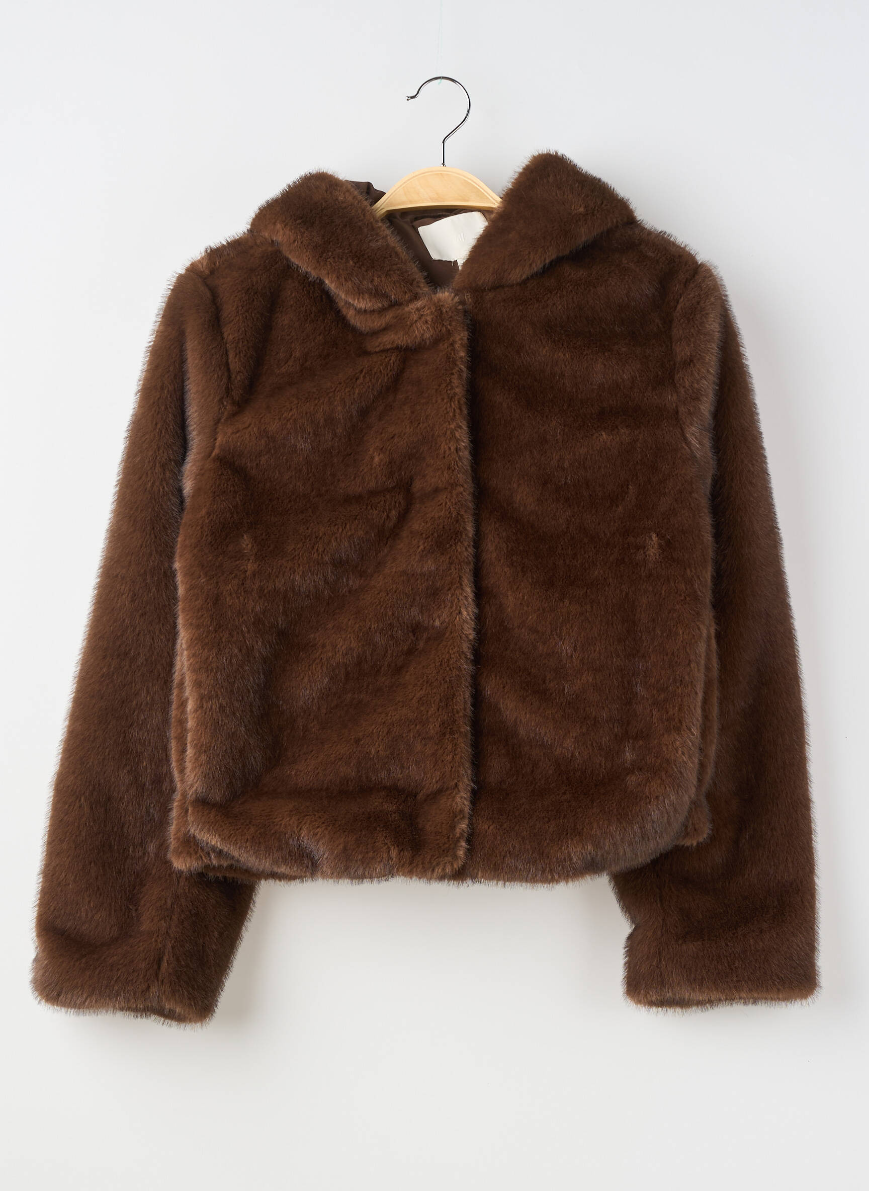 Manteau court capuche a capuche marron H&M femme