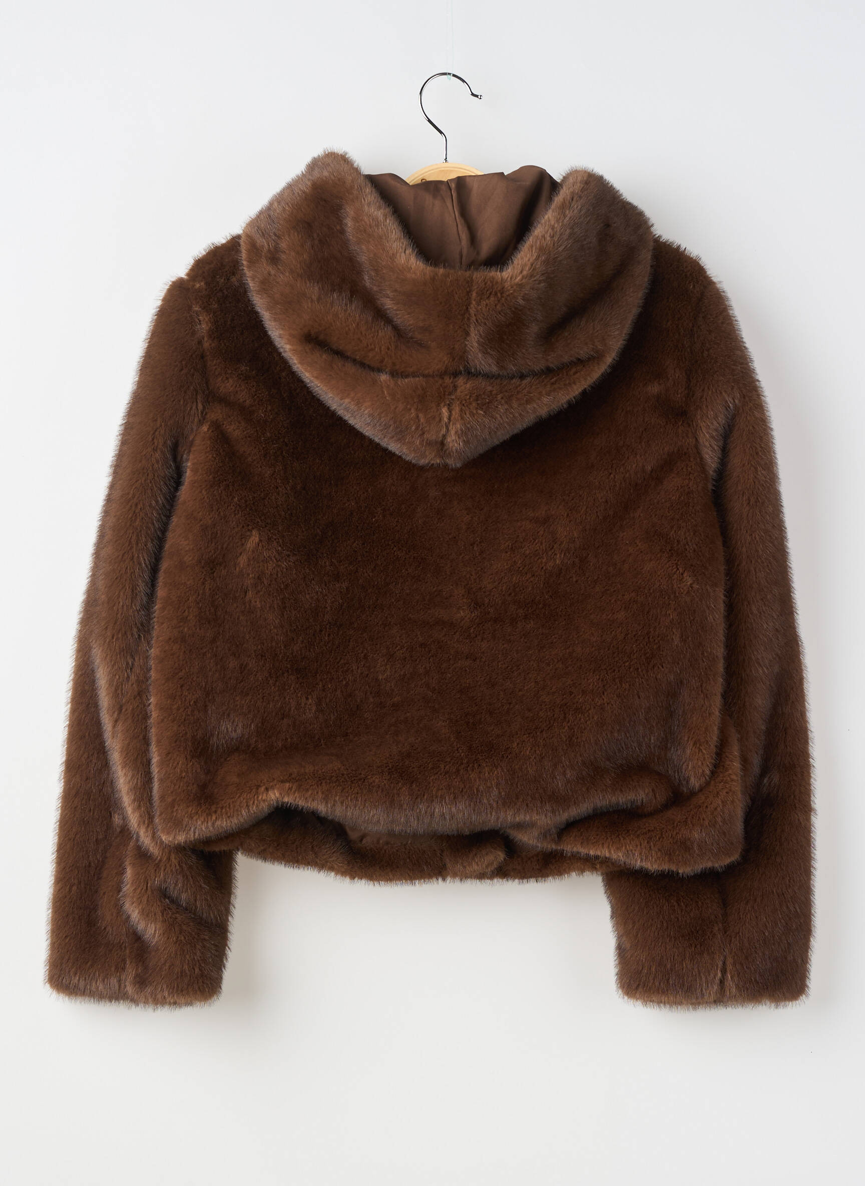 Manteau court capuche a capuche marron H&M femme