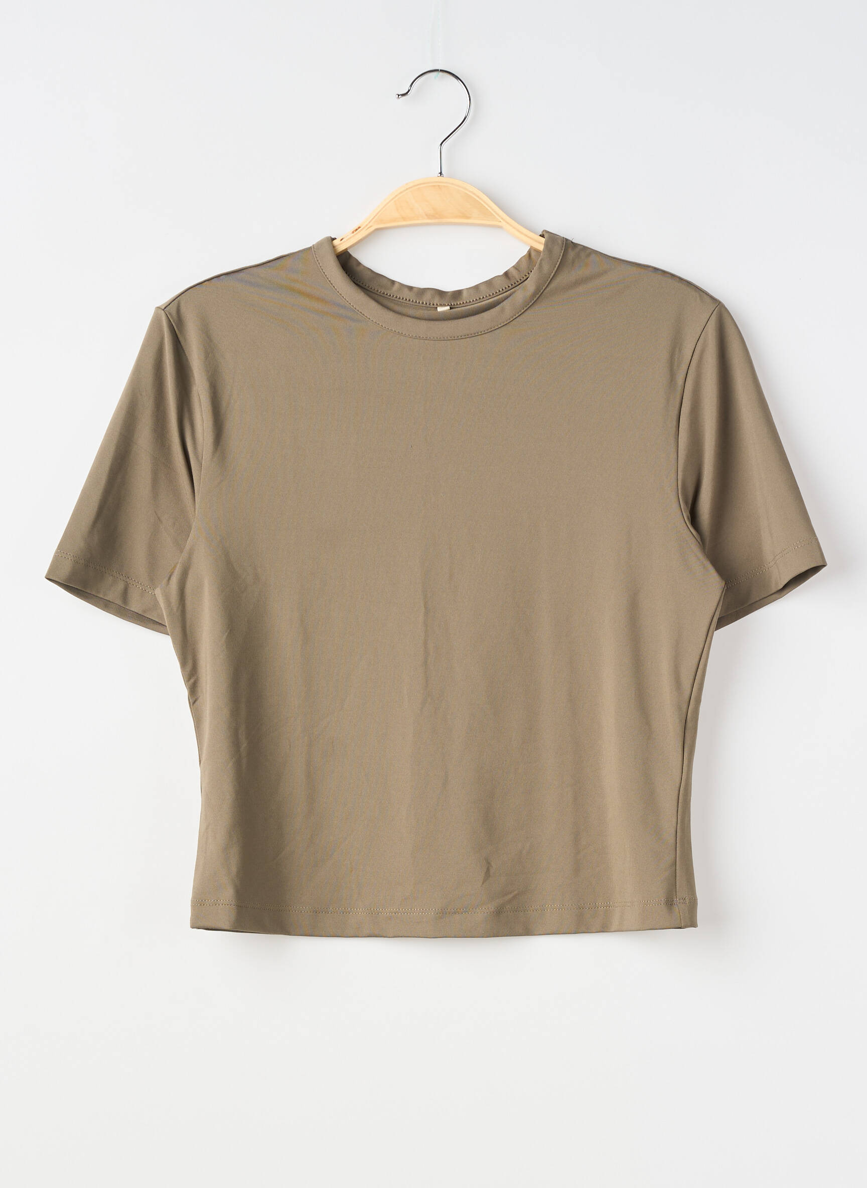 T-shirt coupe droite manches courtes vert H&M femme