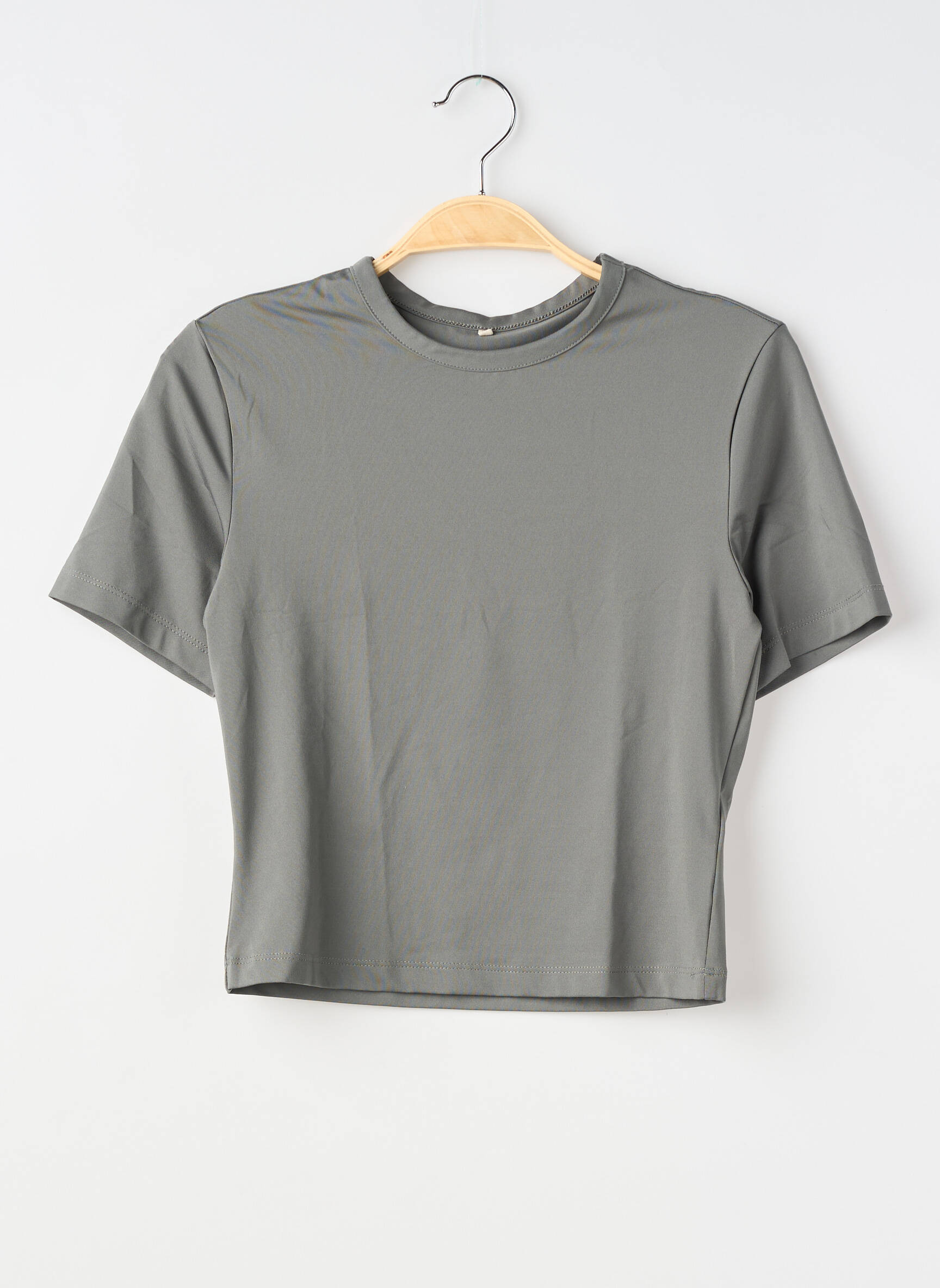 T-shirt coupe droite manches courtes gris H&M femme
